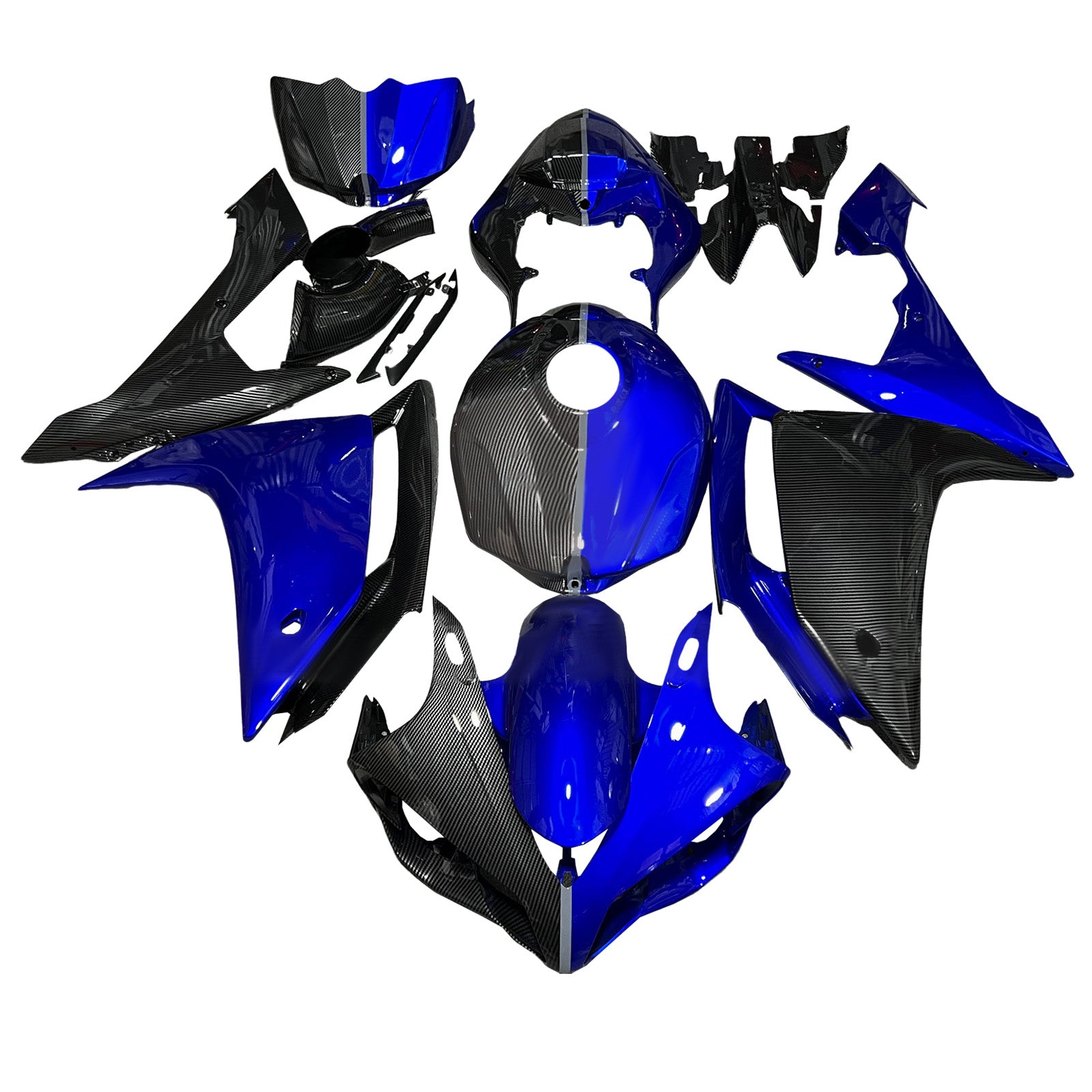 Amotopart 2007-2008 Yamaha YZF-R1 Carbon Fiber Blue Fairing Kit