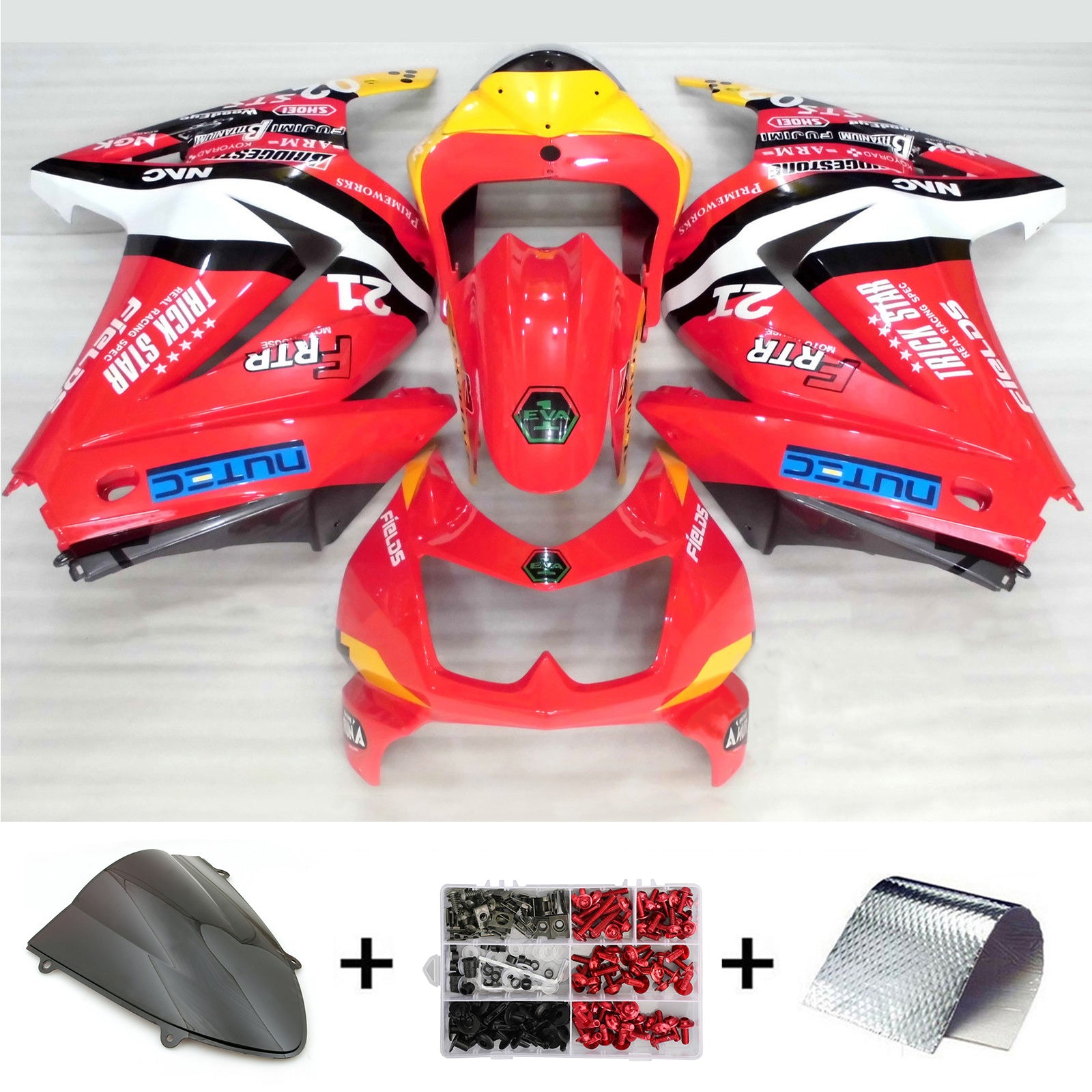 Amotopart 2008-2012 Kawasaki EX250 Ninja250R Red wth Logo Fairing Kit