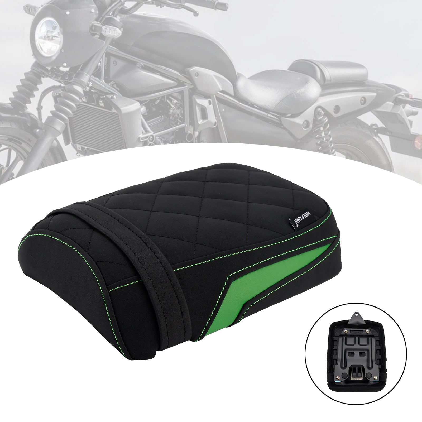 24-25 Kawasaki Eliminator 500 Rear Seat Passenger Cushion Flat Pu Black