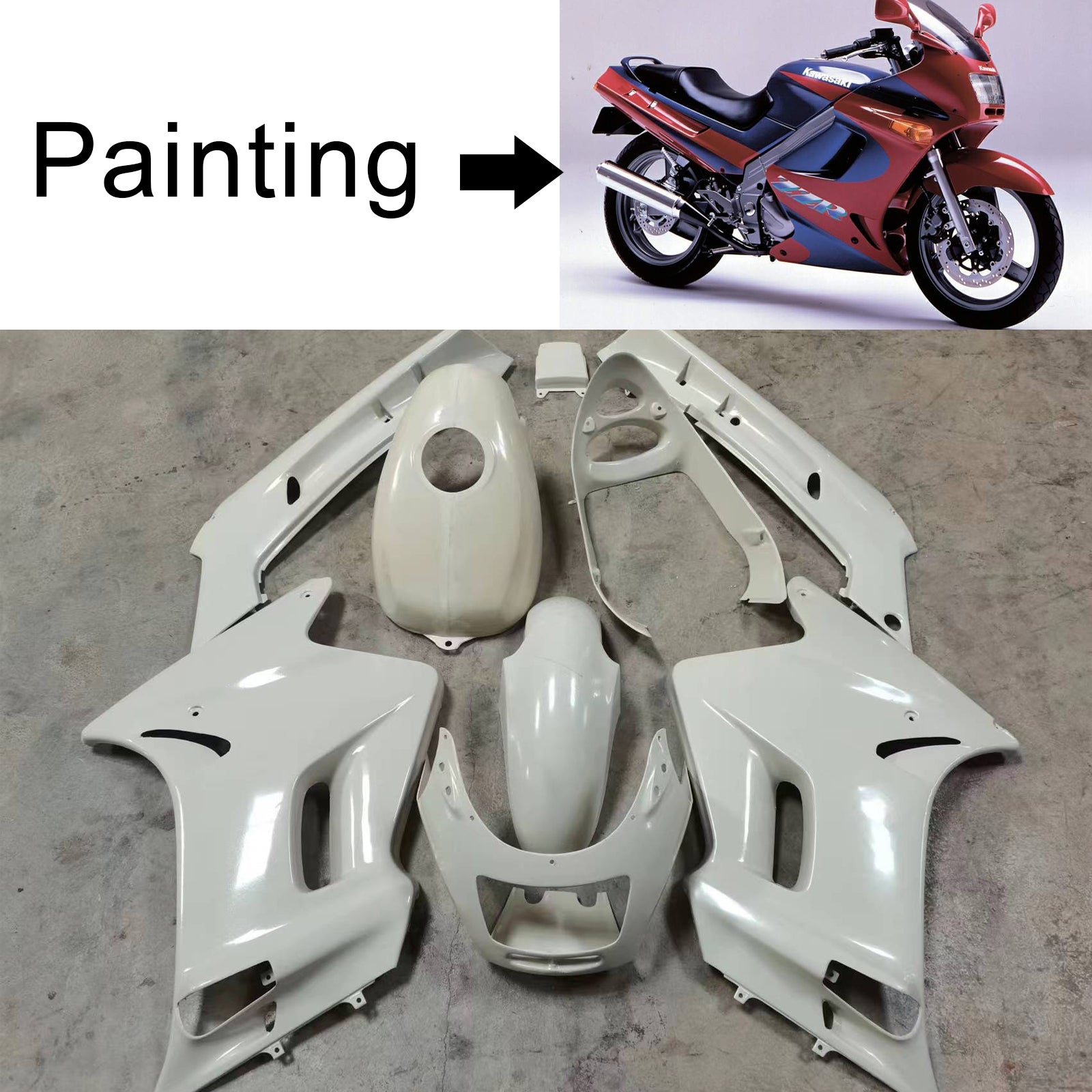 Amotopart 1996-2007 Kawasaki ZZR250 Red Fairing Kit