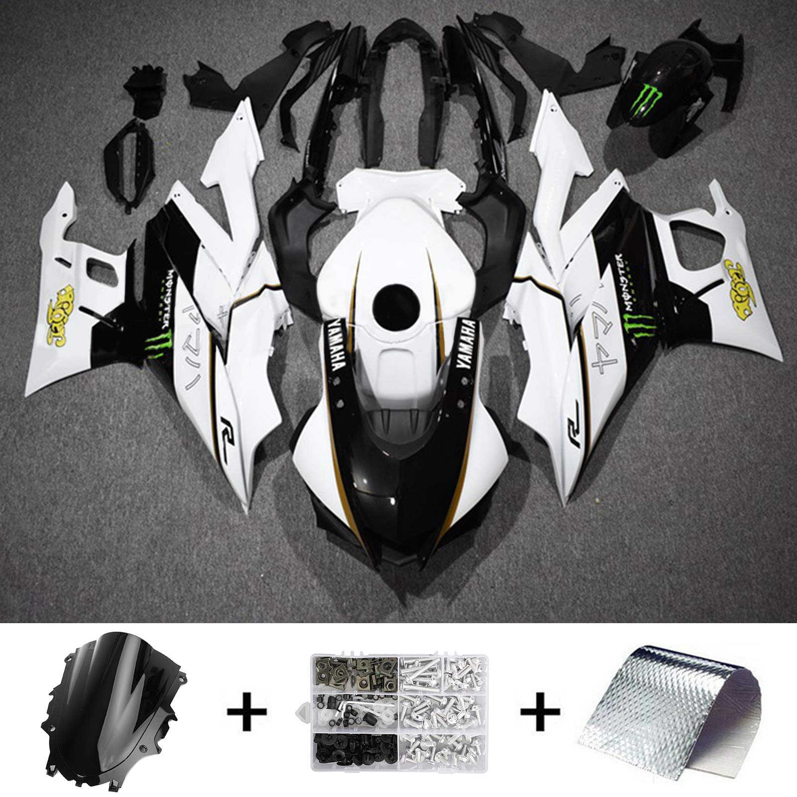 Amotopart 2022-2023 Yamaha YZF-R3 R25 Kit de carenado blanco