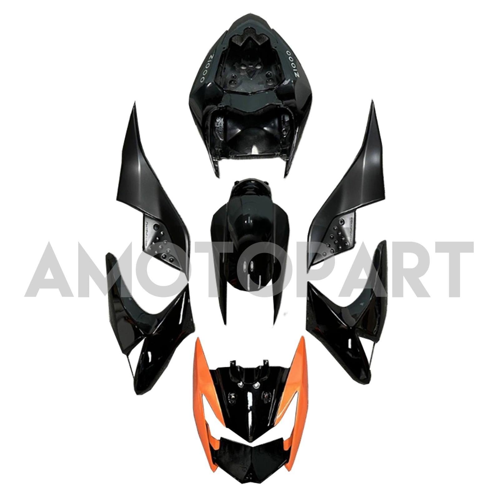 Amotopart 2007-2009 Kawasaki Z1000 Black Orange Fairing Kit