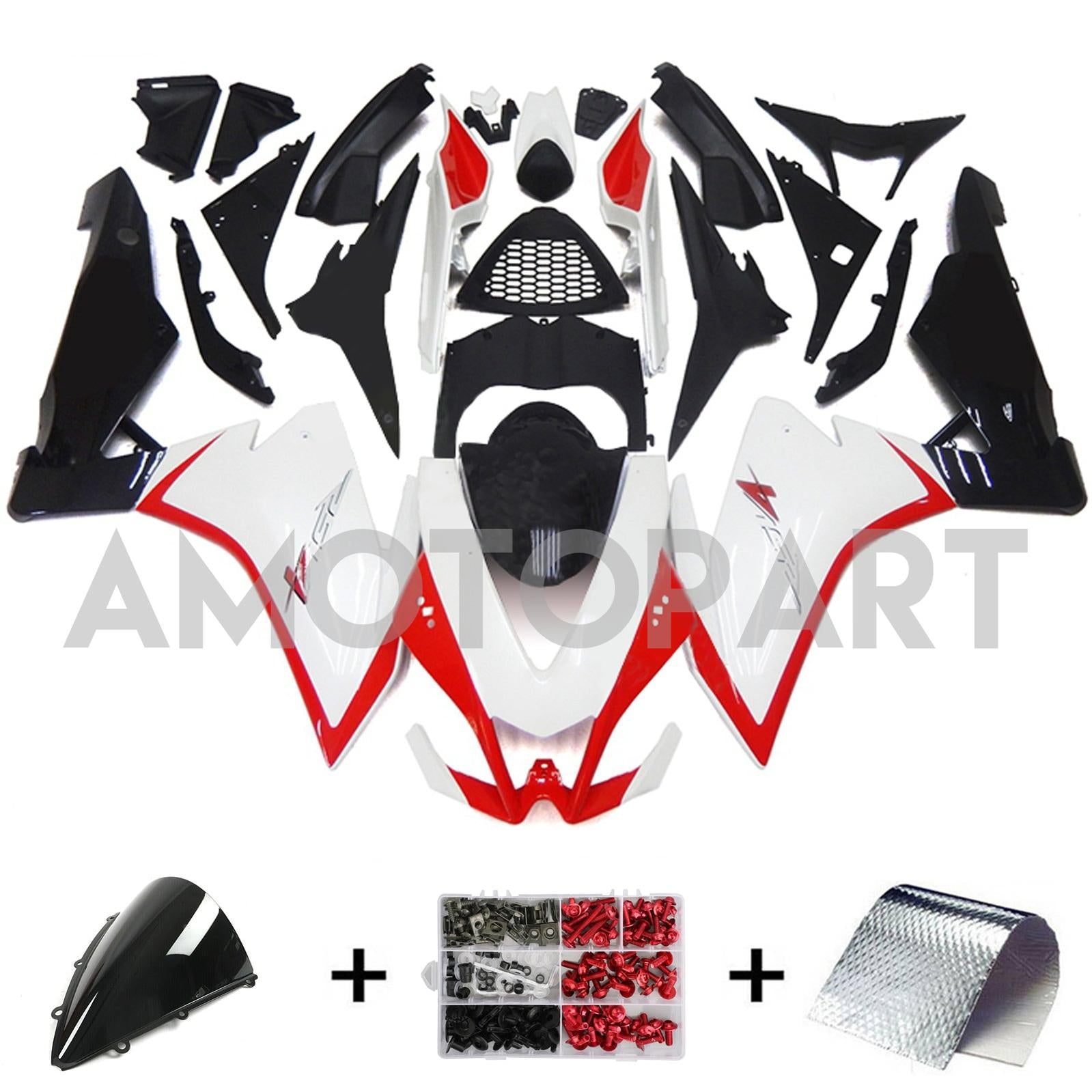 Amotopart 2009-2015 RSV4 1000 Aprilia White&Red Style1 Fairing Kit