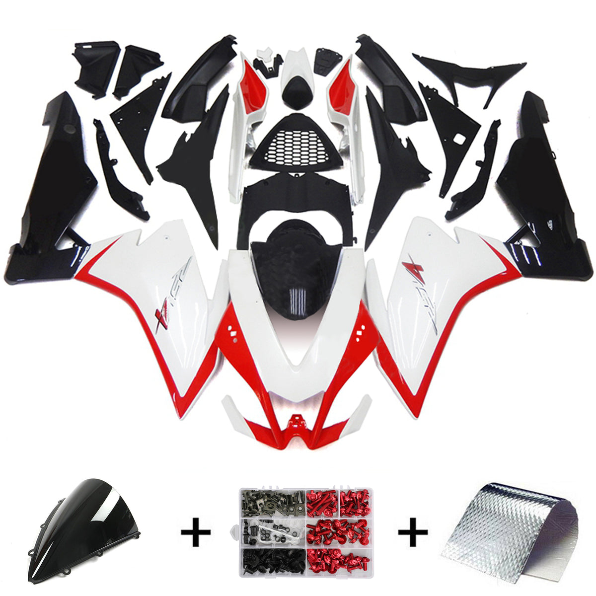 Amotopart 2009-2015 RSV4 1000 Aprilia White&Red Style1 Fairing Kit