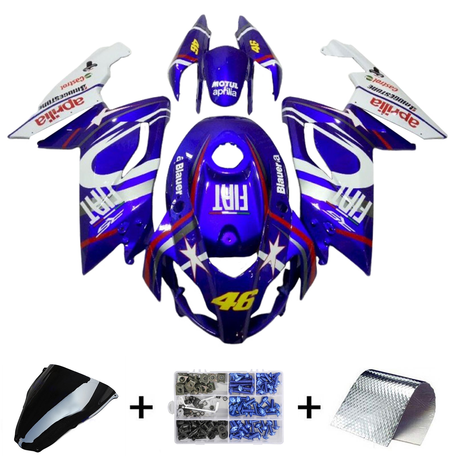 Amotopart 2006-2011 RS125 アプリリア ダークブルー&ホワイト フェアリングキット