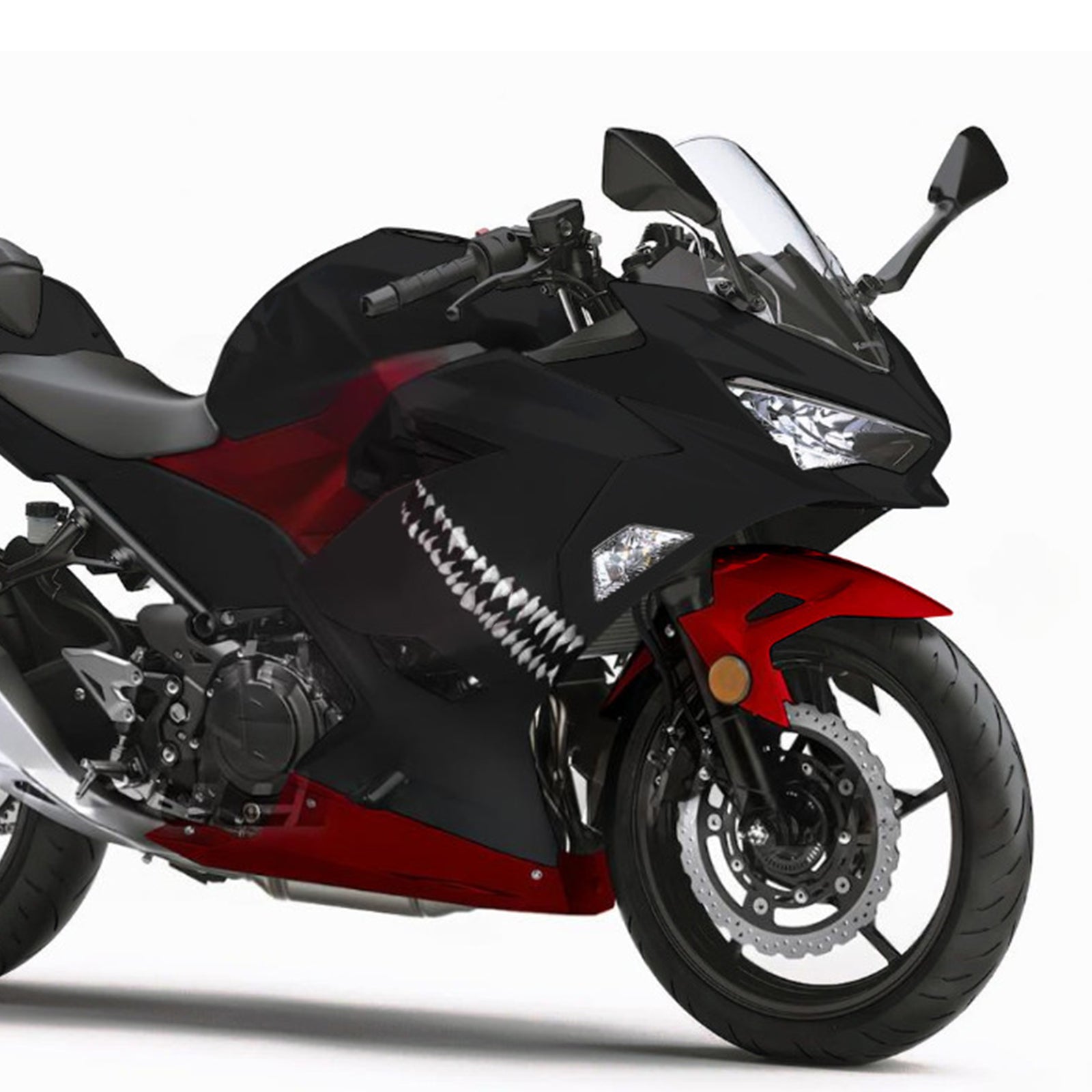 Amotopart 2018-2024 Kawasaki EX400 Ninja400 Matte Black Red Fairing Kit