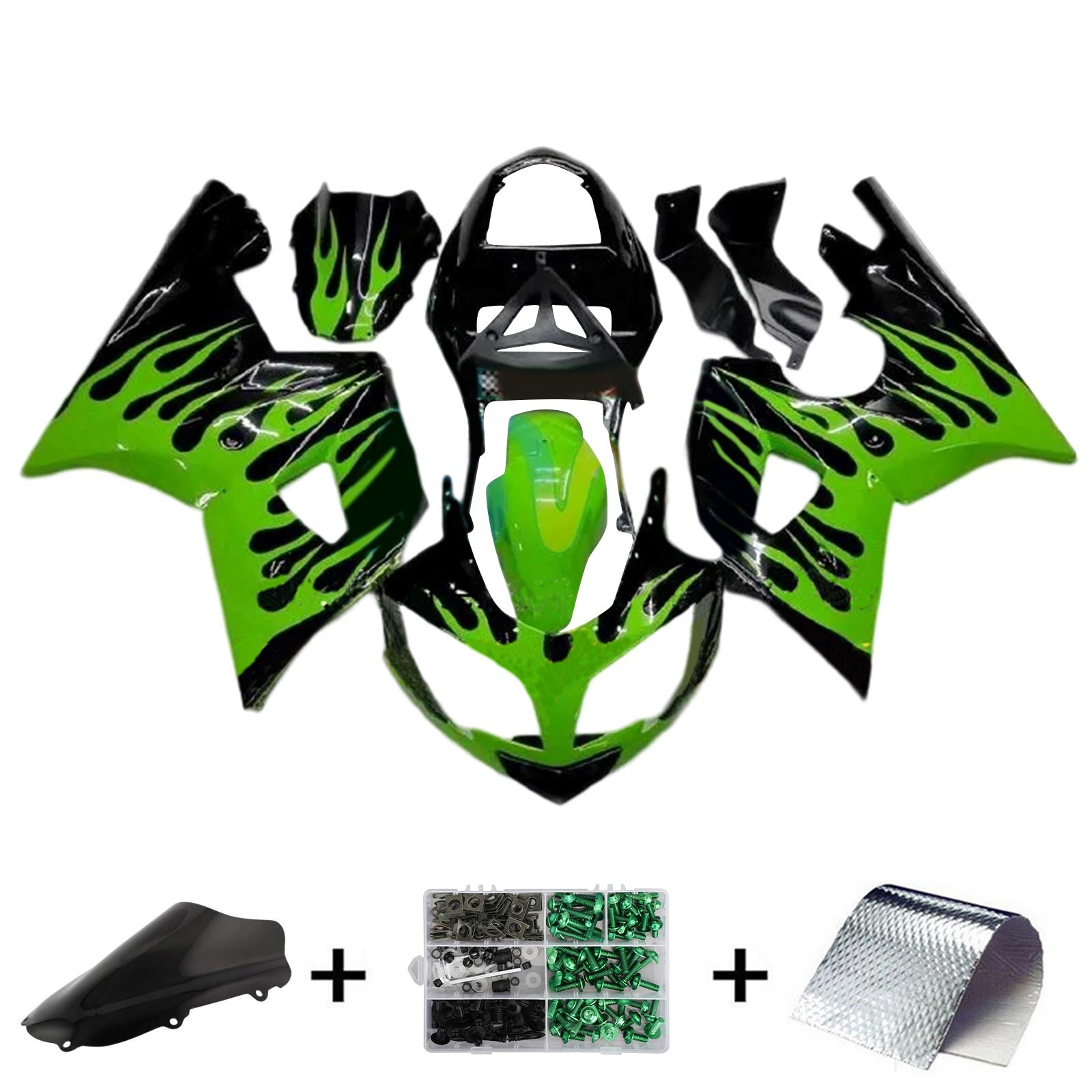 Amotopart 2002-2005 Triumph Daytona 600 650 Black&Green Fairing Kit