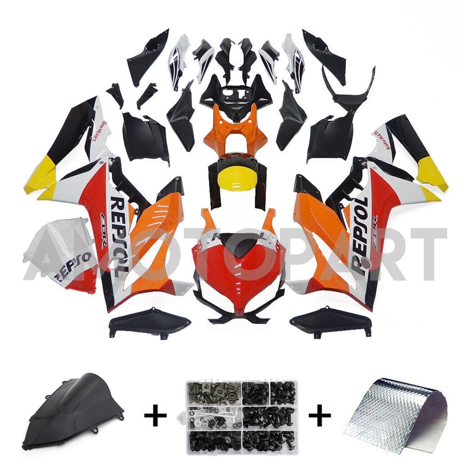 Amotopart 2021-2023 CBR650R ホンダ レッド オレンジ レプソル フェアリングキット