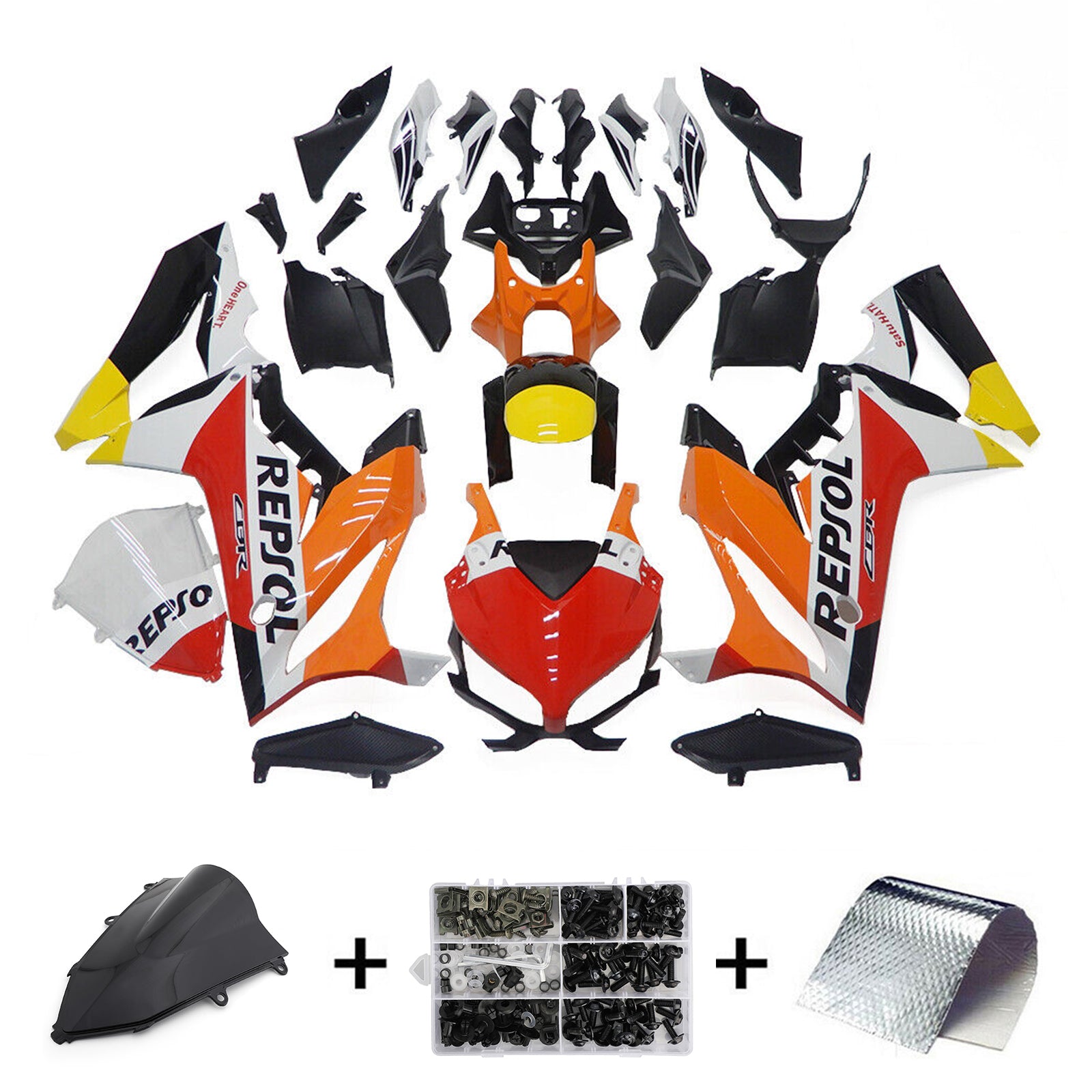 Amotopart 2021-2023 CBR650R Honda Red&Orange Repjol Fairing Kit