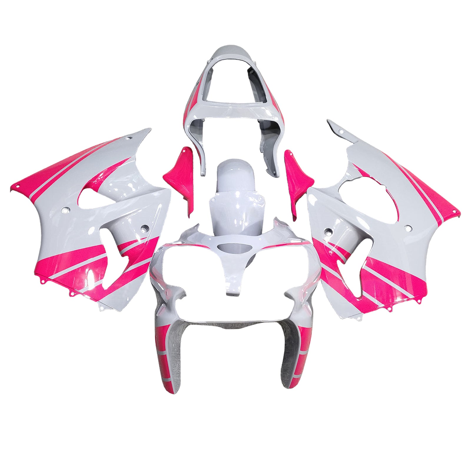 Amotopart Kawasaki 00-02 ZX6R 636 & 05-08 ZZR600 White Pink Fairing Kit