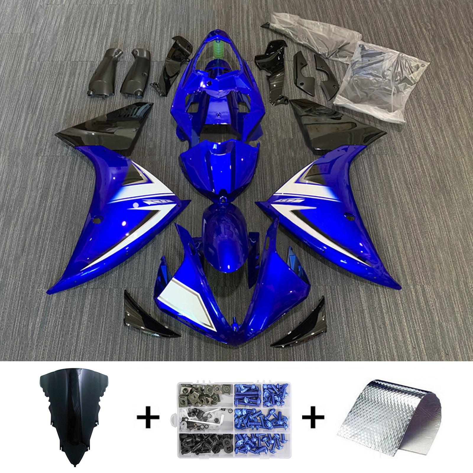 Amotopart 2012-2014 Yamaha YZF 1000 R1 Kit de carenado azul negro