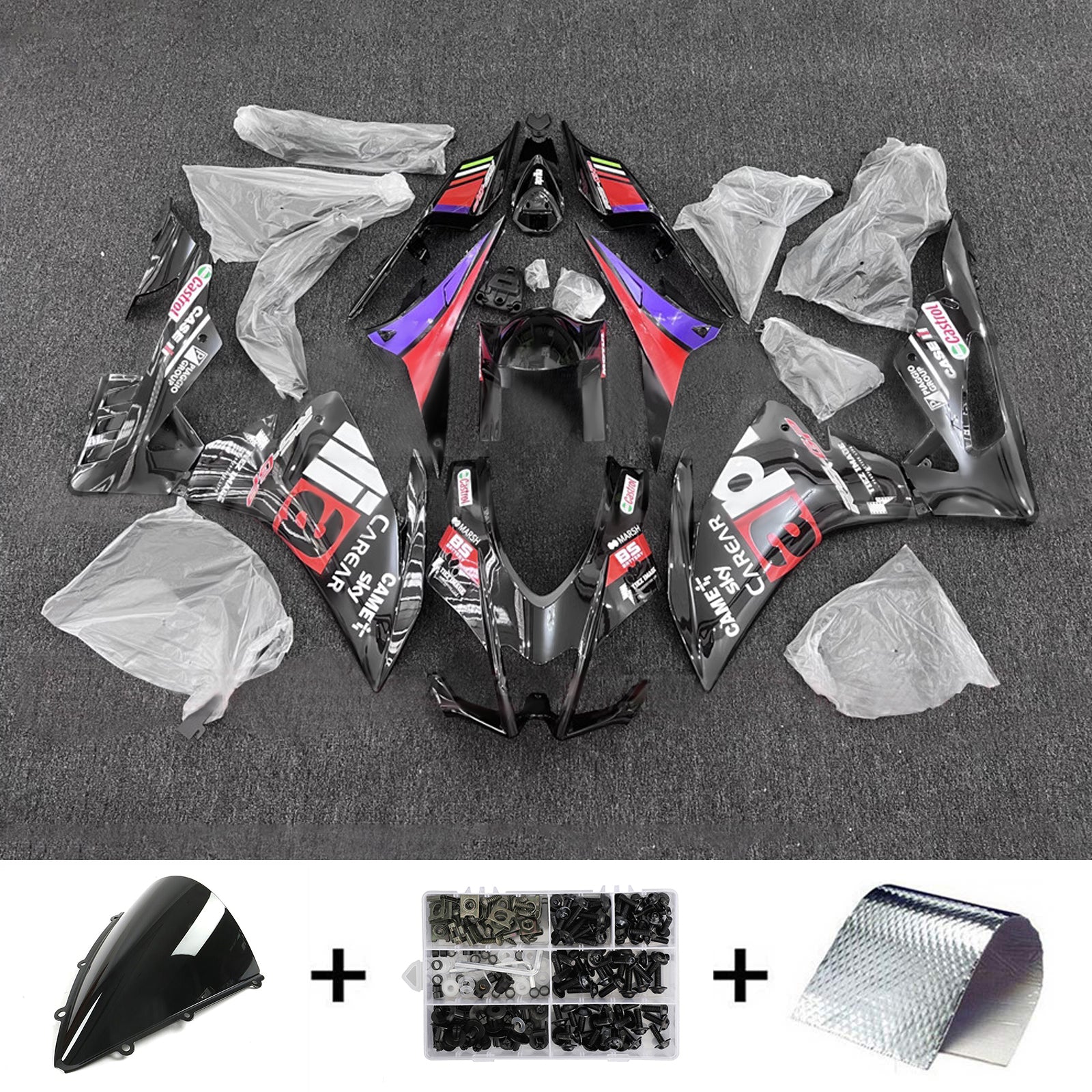 Amotopart 2016-2020 Aprilia RSV4 1000 Black Pink Purple Fairing Kit