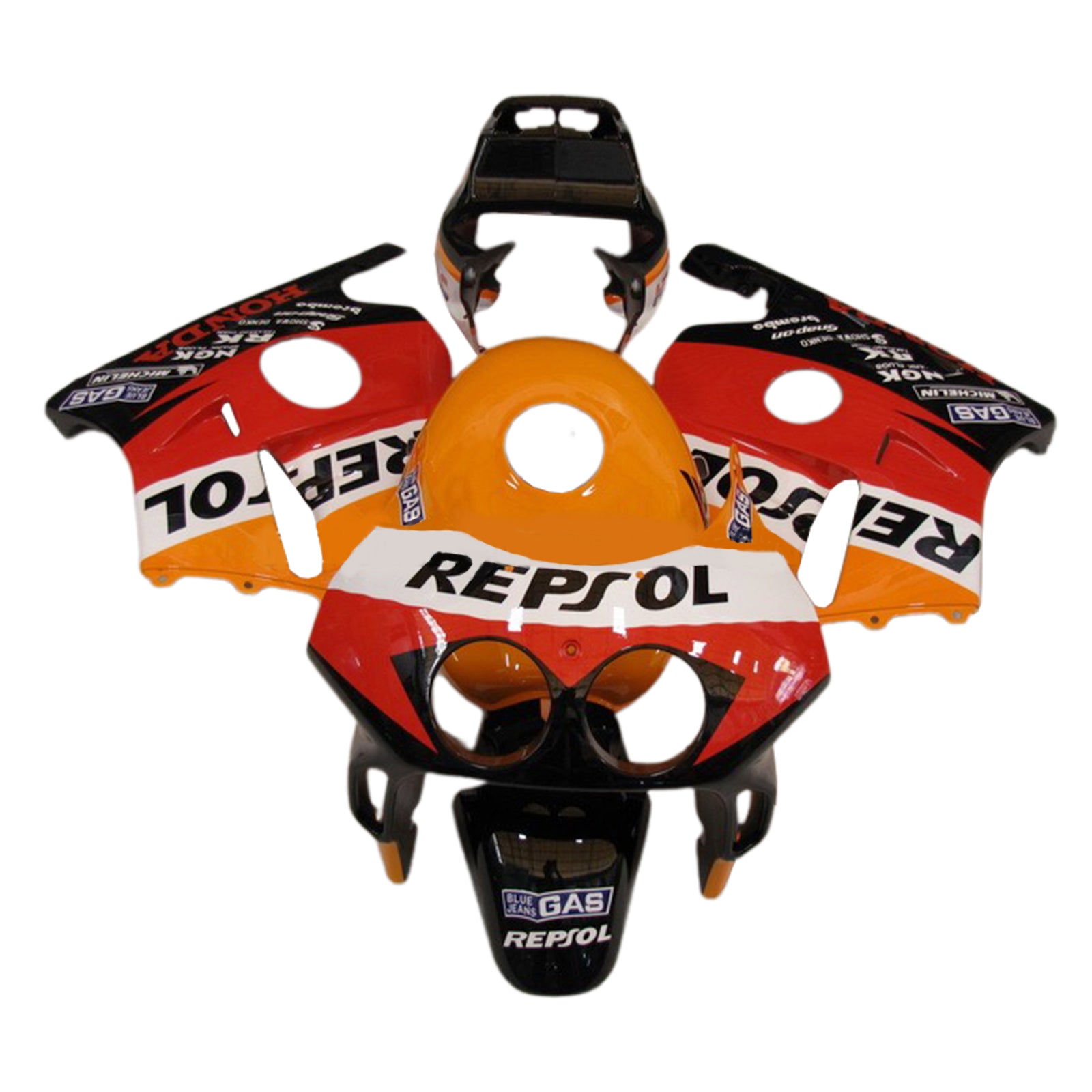 Amotopart 1990-1998 Honda CBR250RR MC22 Black Orange Red Fairing Kit