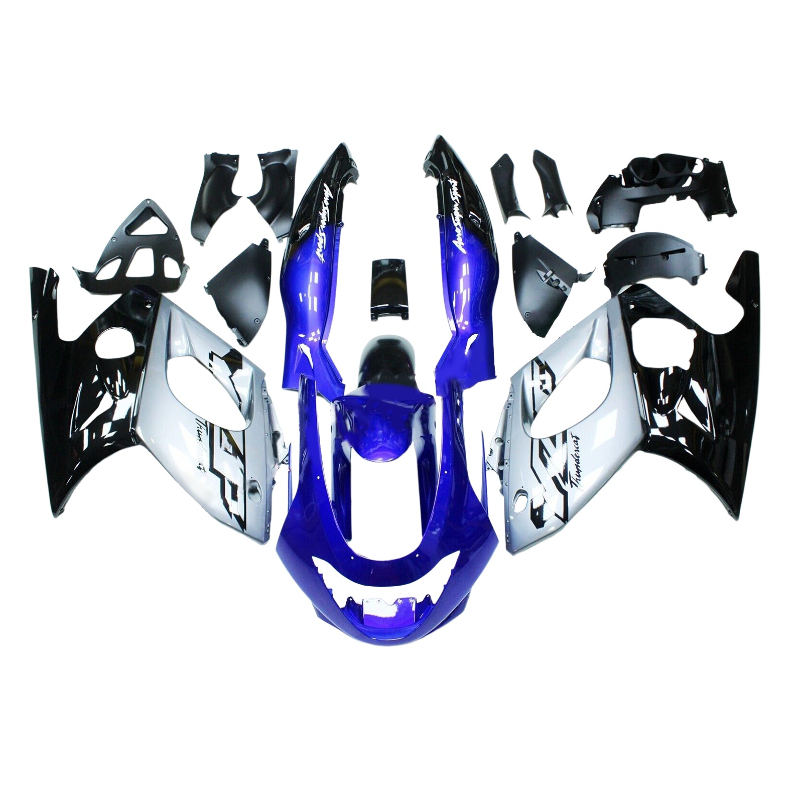 Amotopart 1996-2007 Yamaha YZF 600R Thundercat Azul Gris Negro Plata Kit de carenado