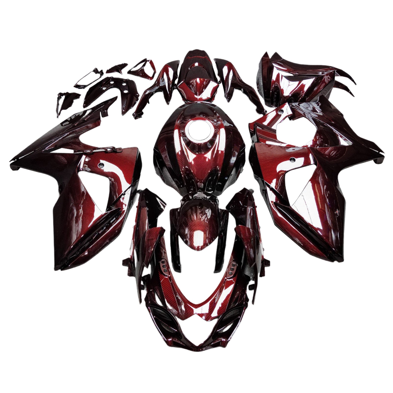 Amotopart 2009-2016 Suzuki GSXR1000 Red Carbon Fiber Pattern Fairing Kit