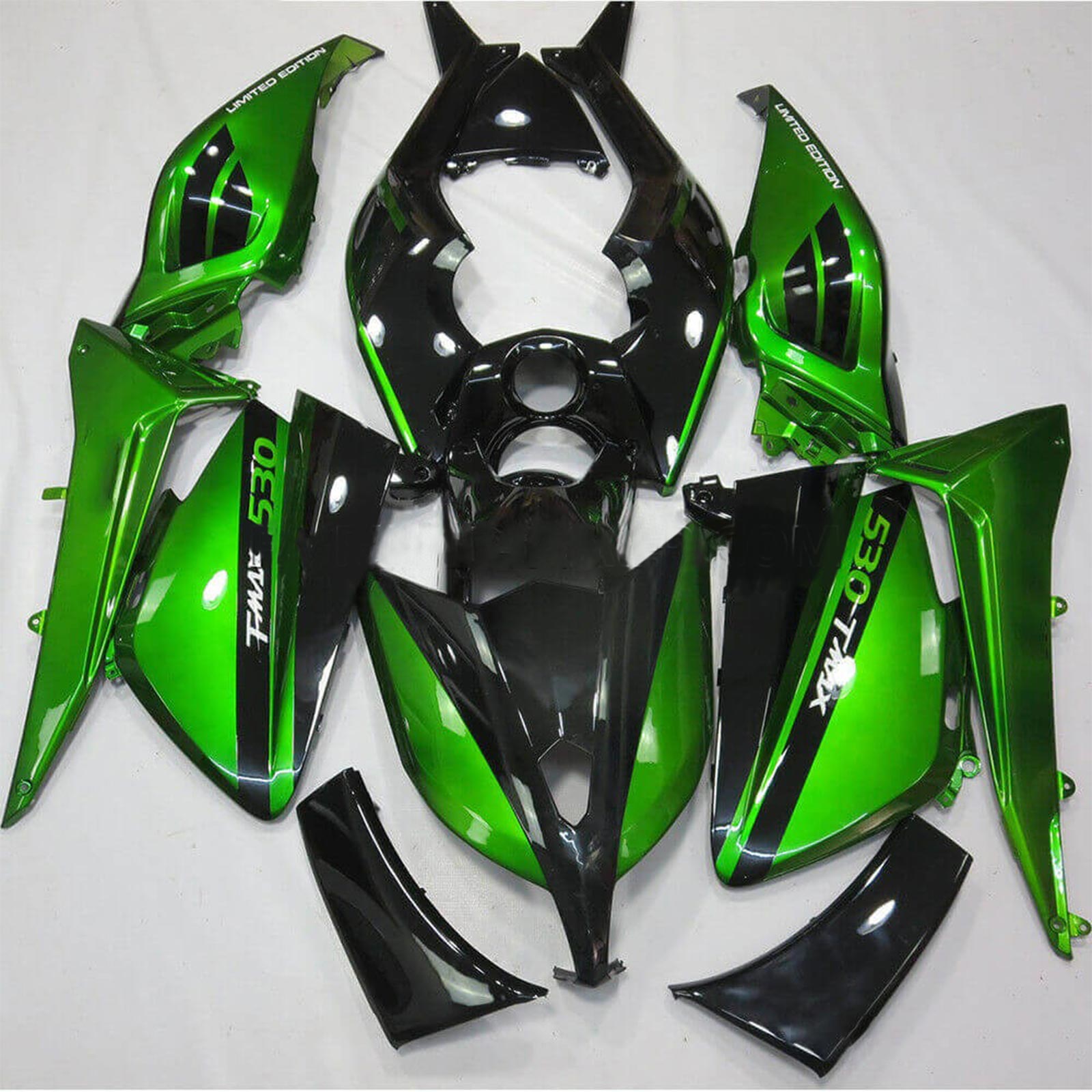 Amotopart 2012-2014 Yamaha T-Max TMAX530 Kit de carenado verde brillante y negro