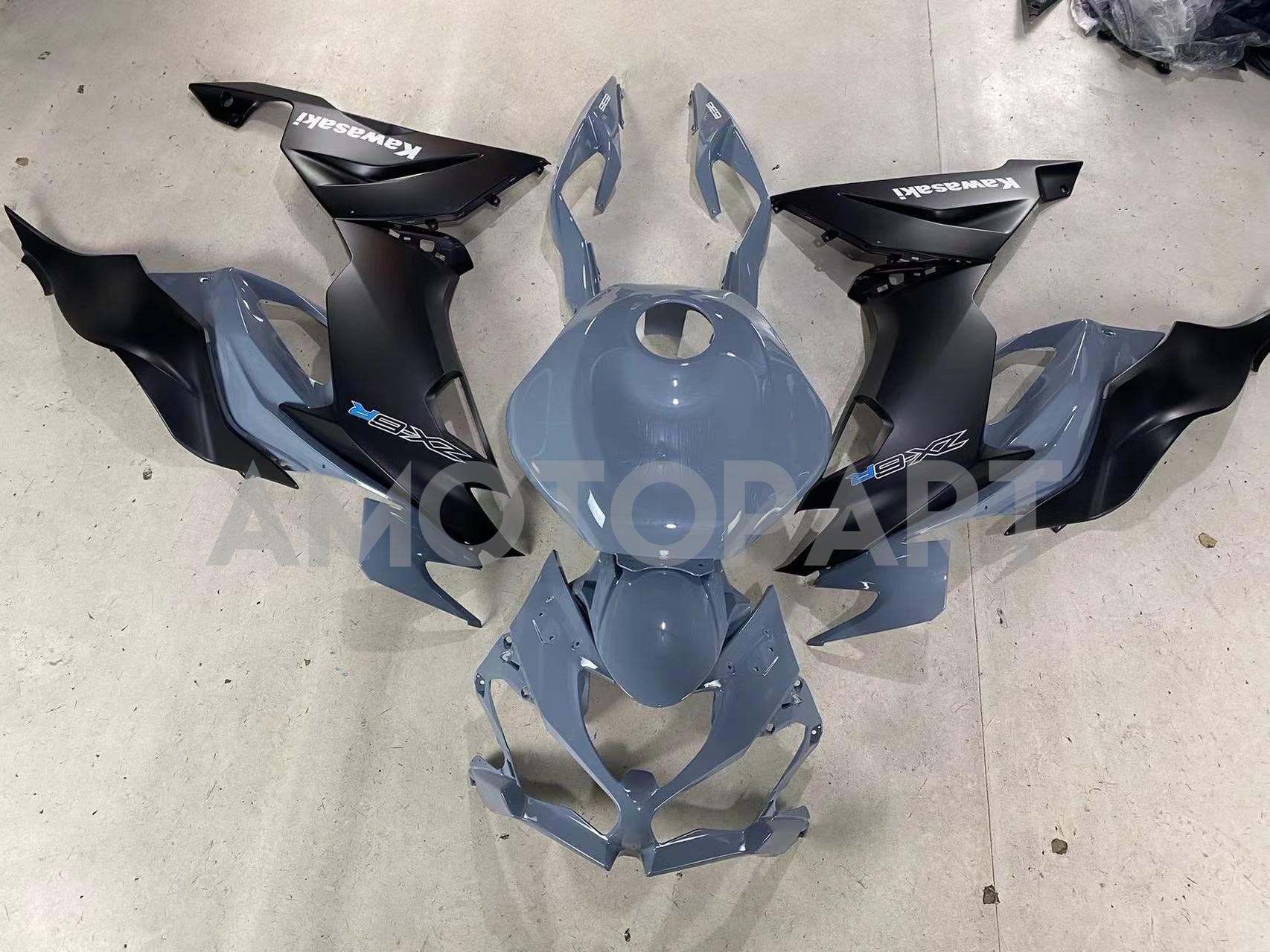 Kit carena Amotopart Kawasaki ZX6R 2019-2023 Grigio Nero
