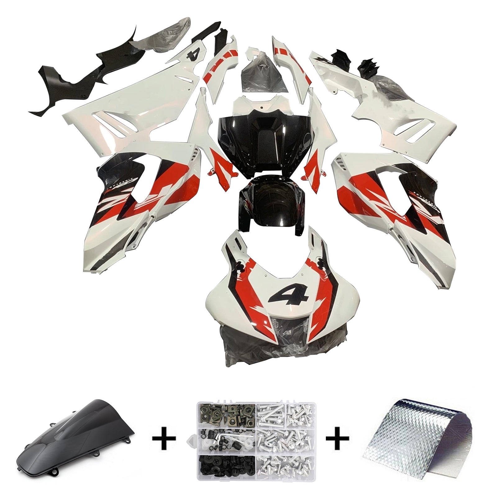 Amotopart 2020-2023 CBR1000RR-R Kit de carénage Honda Blanc et Rouge Style1