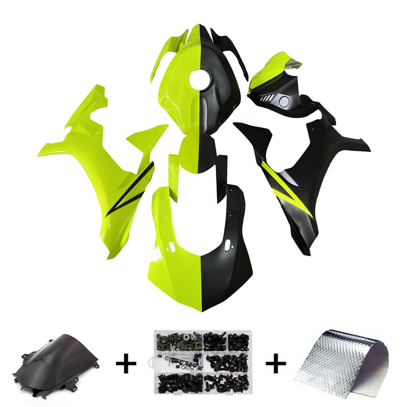 Amotopart 2015-2019 Yamaha YZF-R1 Yellow Black Fairing Kit