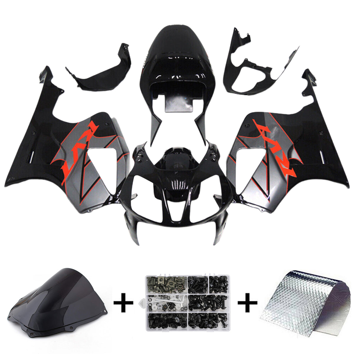 Amotopart 2000-2006 Honda VTR1000 RC51 Glossy Black Gray Fairing Kit