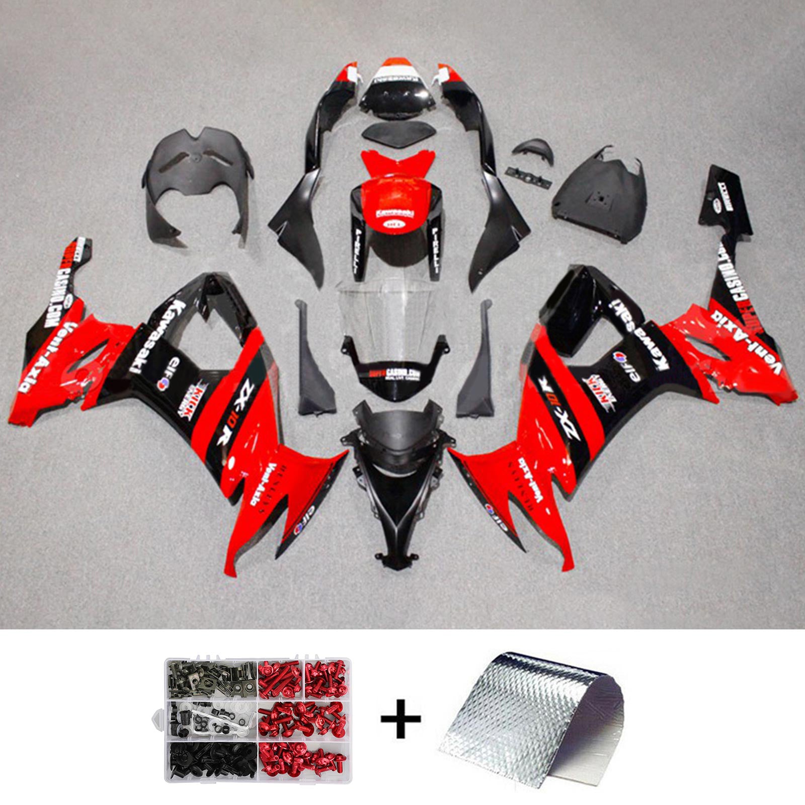 Amotopart 2008-2010 Kawasaki ZX10R Red&Black Style1 Fairing Kit