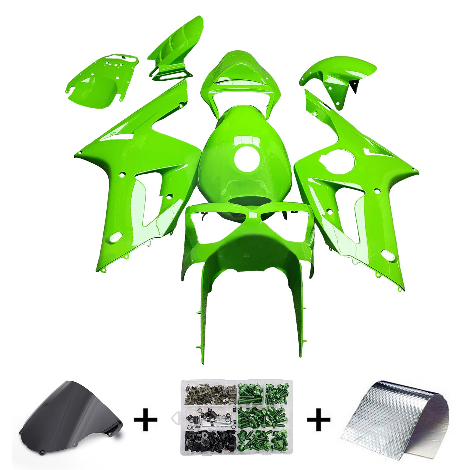 Amotopart 2003-2004 Kawasaki ZX6R 636 Light Green Fairing Kit