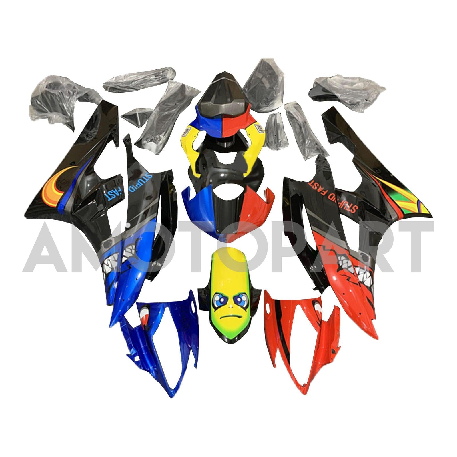 Amotopart 2006-2007 Yamaha YZF 600 R6 Colección de kit de carenado negro y azul
