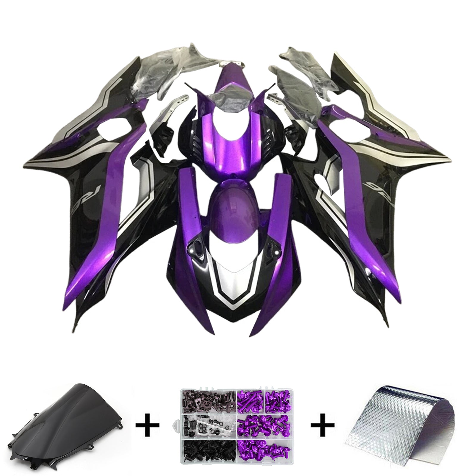 Amotopart 2017-2023 Yamaha YZF R6 Black Purple Fairing Kit