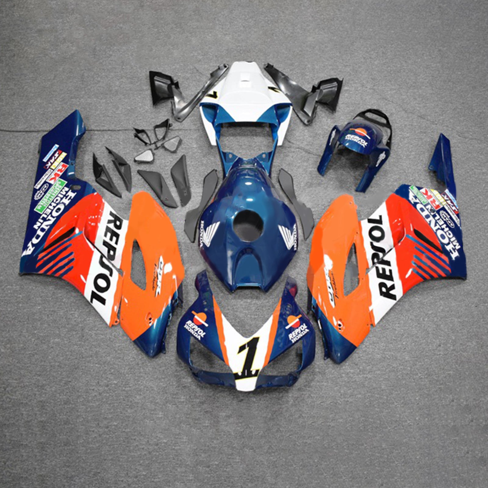 Amotopart 2004-2005 Honda CBR1000RR Repsol Orange Bleu Kit de carénage