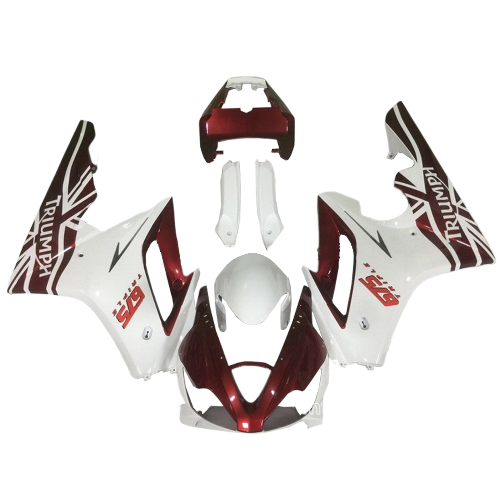 Amotopart 2006-2008 Triumph Daytona 675 Red&White Style1 Fairing Kit