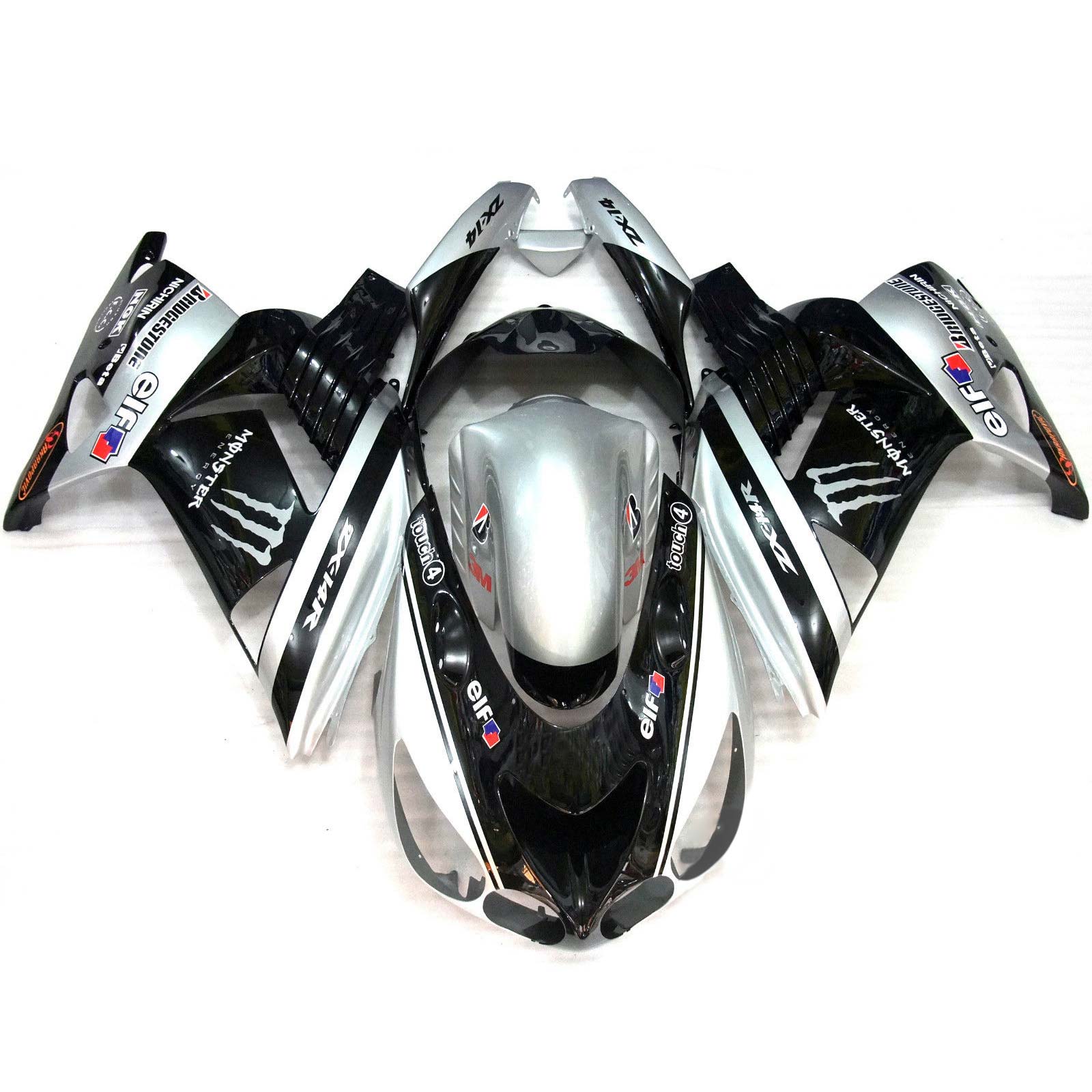 Amotopart 2006-2011 Kawasaki ZX14R Grey&Black Fairing Kit