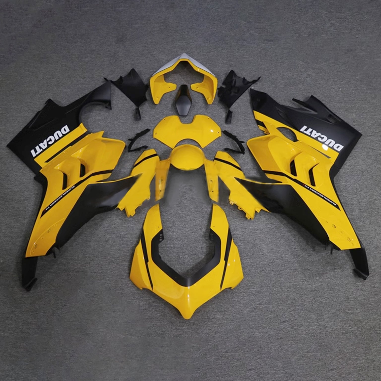 Amotopart Ducati Panigale 20-21 V4 V4S & 21-22 V4SP & 19-22 V4R Kit de carenado negro mate amarillo