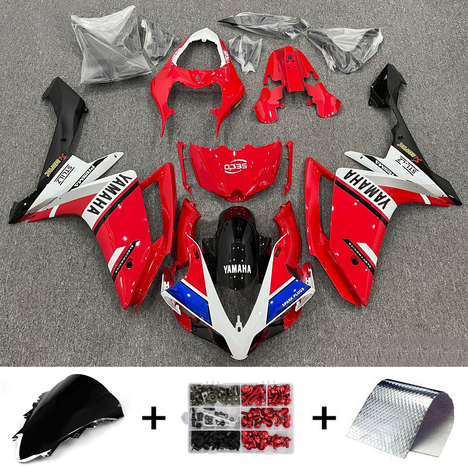 Amotopart 2007-2008 Yamaha YZF 1000 R1 Red&Blue Fairing Kit