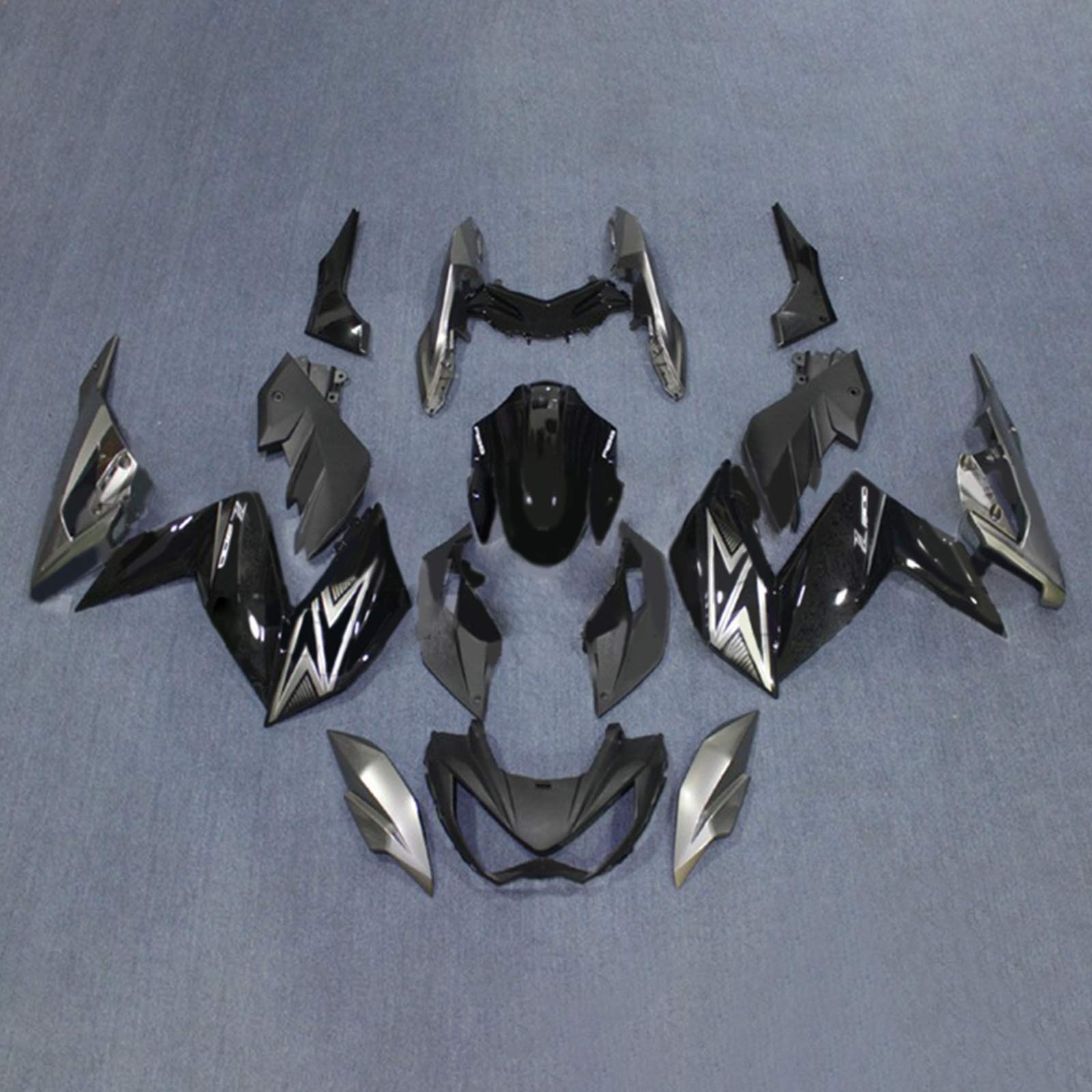 Amotopart 2015-2016 Z250 Z300 Kawasaki Grey&Black Fairing Kit