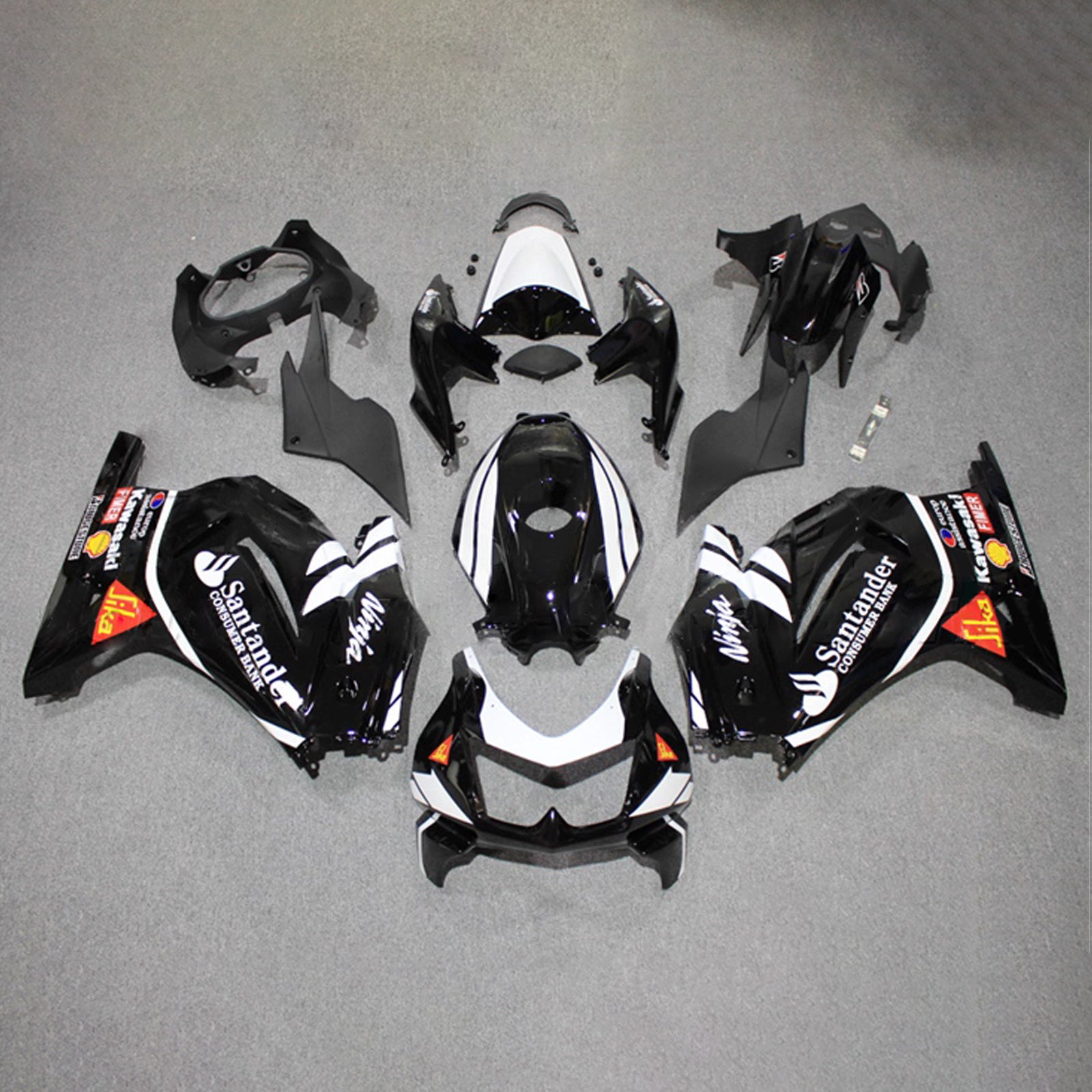 Amotopart 2008-2012 Kawasaki EX250/Ninja250R Black White Orange Fairing Kit