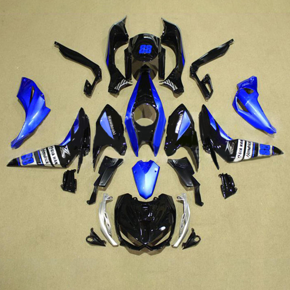 Kit carena Amotopart 2014-2017 Z1000 Kawasaki blu e nero