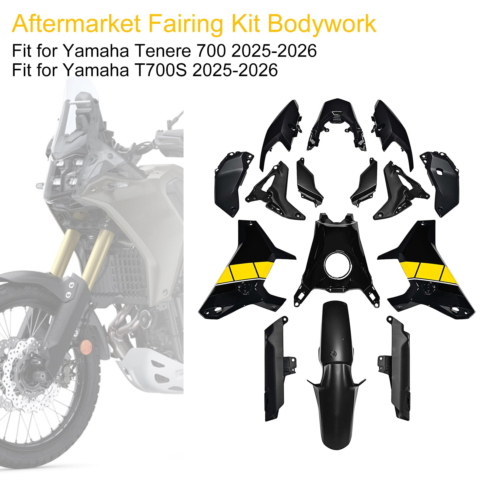 Amotopart 2025-2026 Yamaha Tenere 700 T700S Fairing Kit Collection