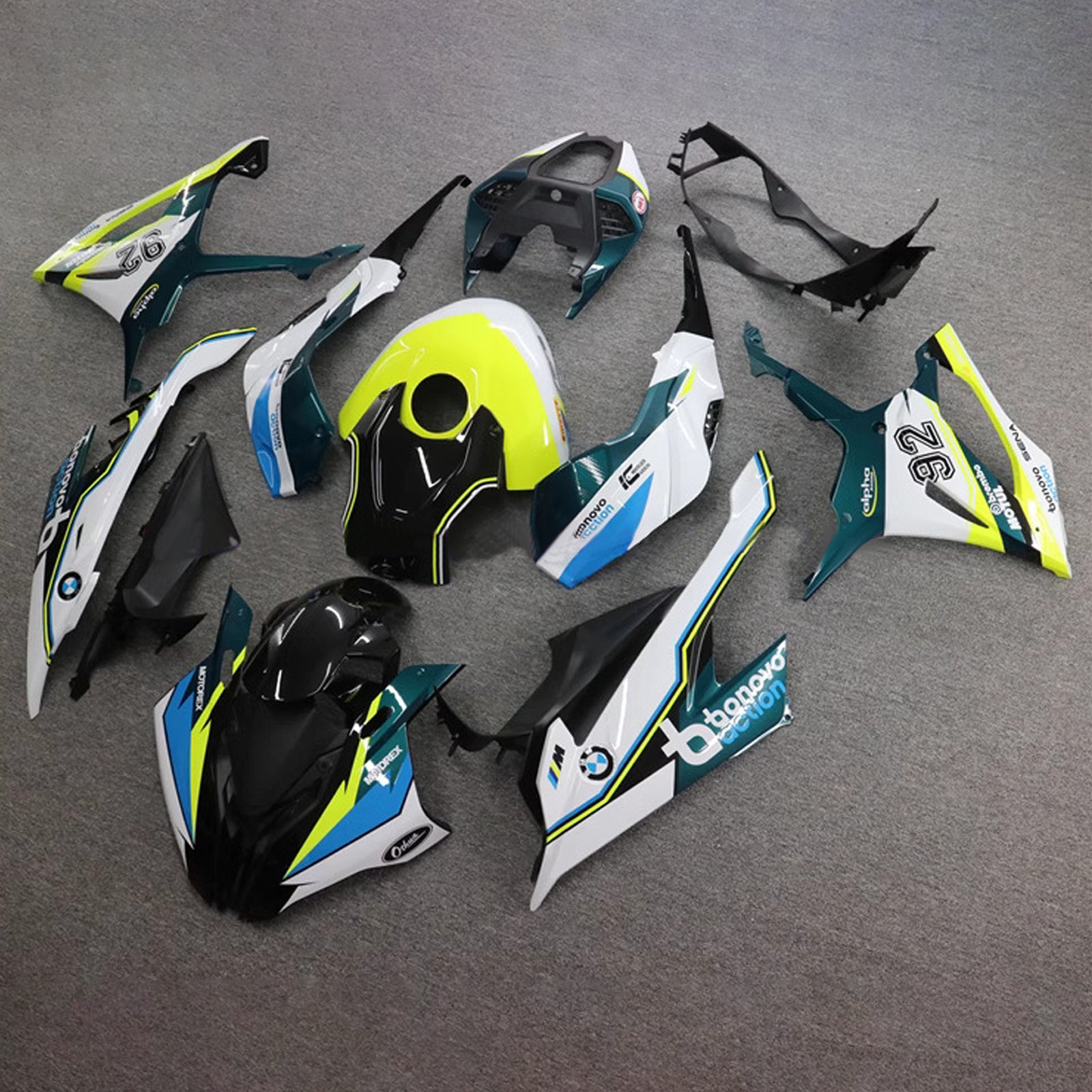 Amotopart 2019-2022 BMW S1000RR Black White Yellow Fairing Kit