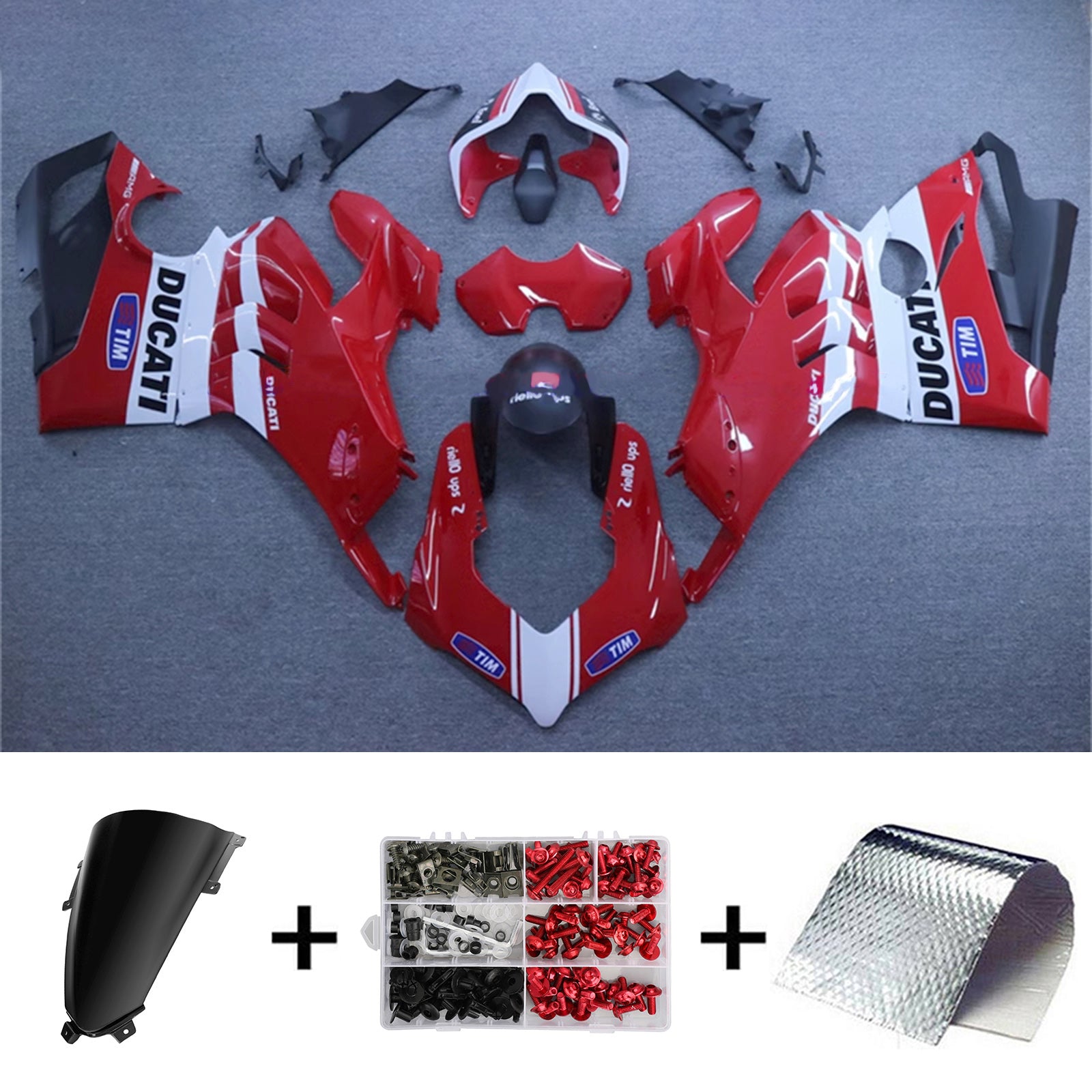 Amotopart Kit carena Ducati Panigale 20-21 V4 V4S & 21-22 V4SP & 19-22 V4R Bianco Rosso Nero