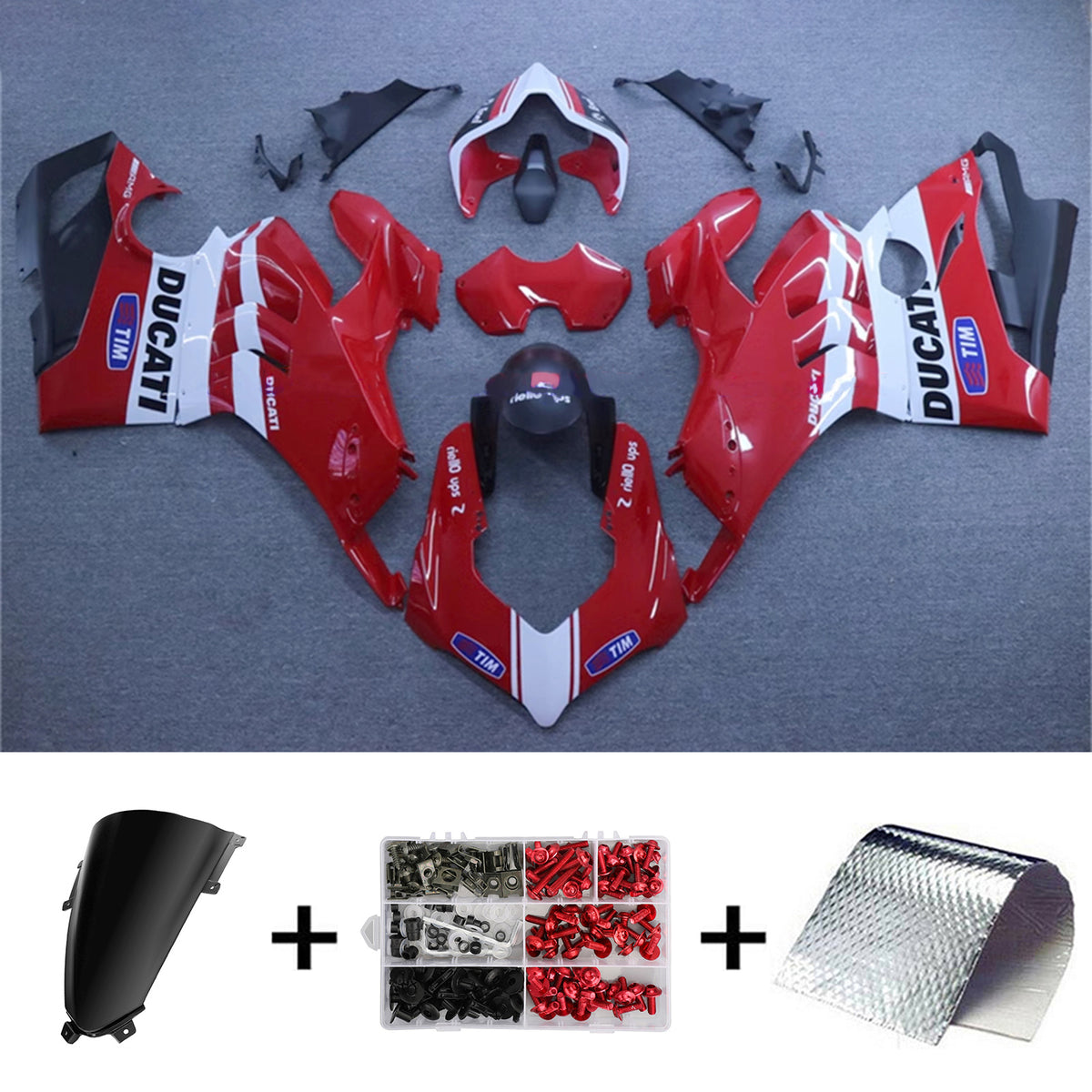 Amotopart Ducati Panigale 20-21 V4 V4S & 21-22 V4SP & 19-22 V4R Kit de carenado blanco rojo negro