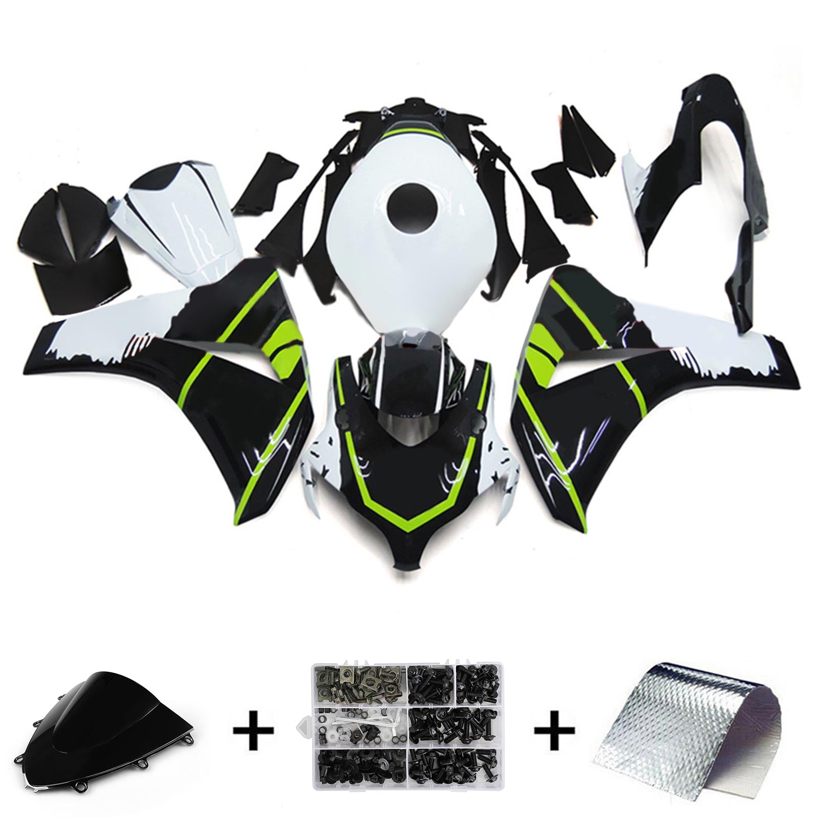 Amotopart 2008-2011 Honda CBR1000RR Black&Green Fairing Kit