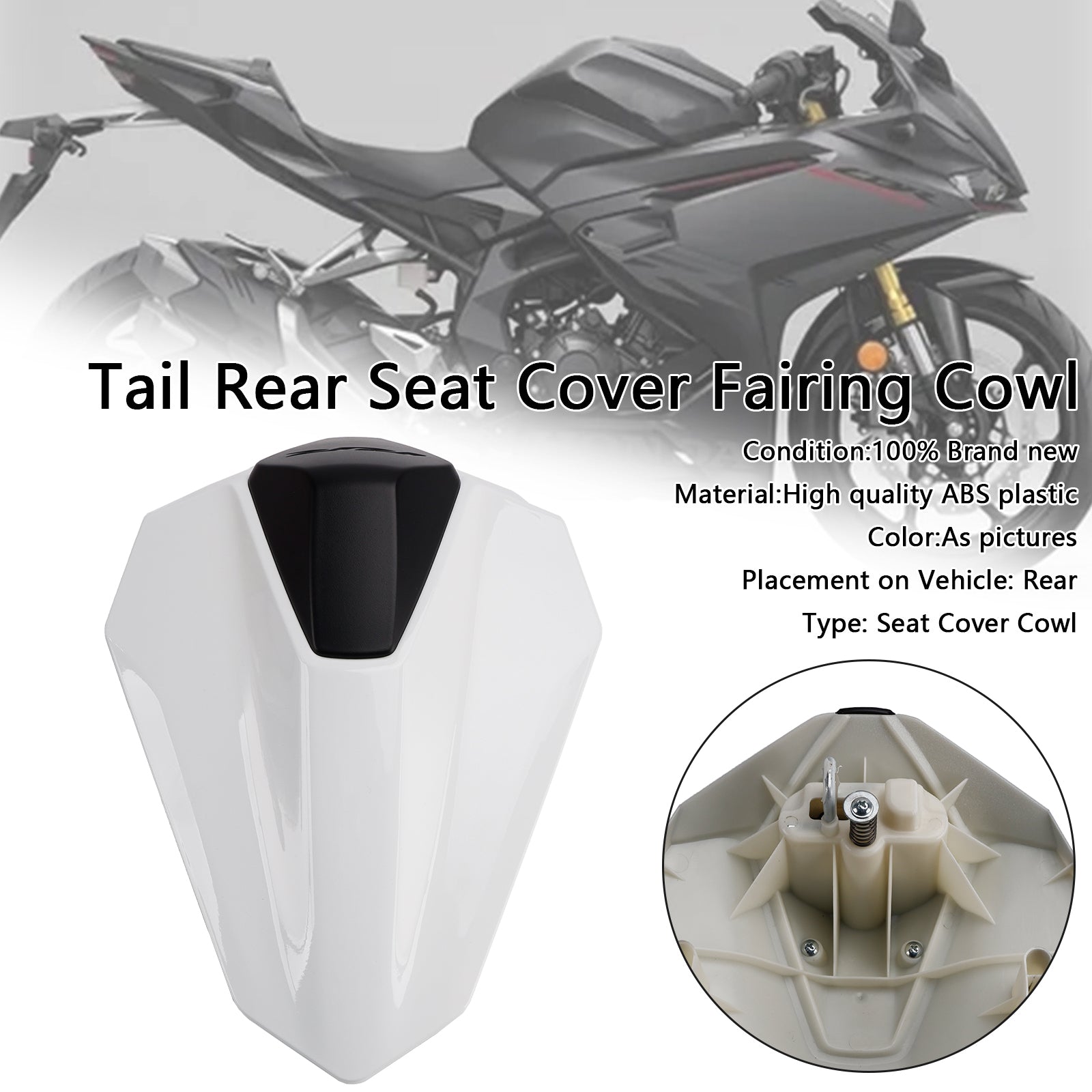 2023-2024 Honda CBR250RR Rear Tail Pillion Seat Fairing Cover Pearl White
