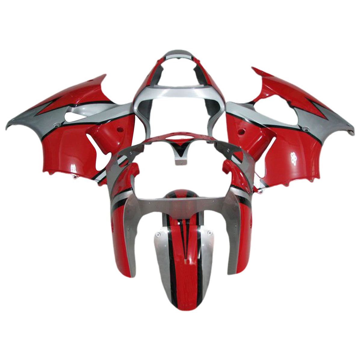 Amotopart 2000-2002 Kawasaki ZX6R 636 & 2005-2008 Kawasaki ZZR600 Red Gray Fairing Kit