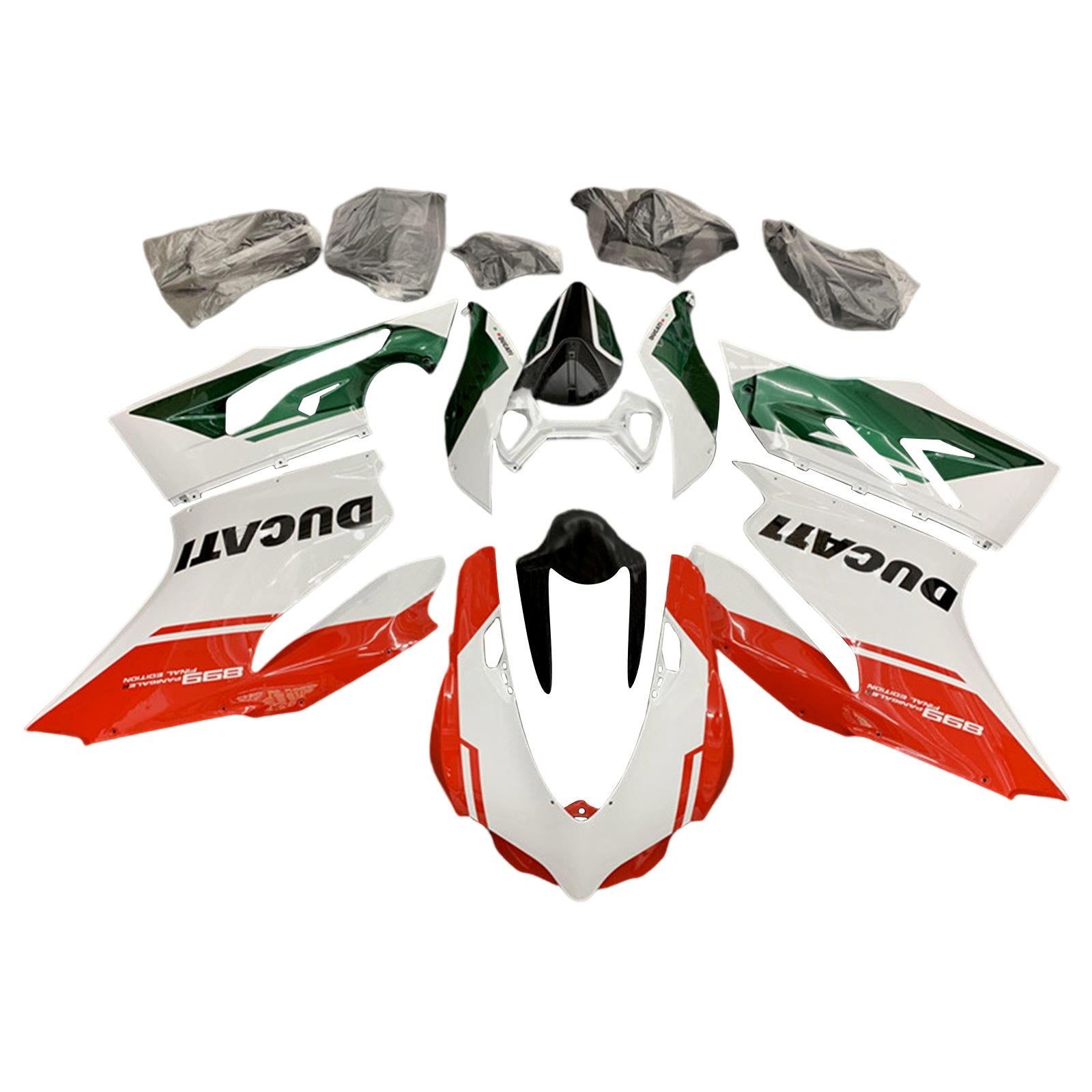 Amotopart 2012-2015 Ducati 1199 899 Kit de carenado rojo y verde