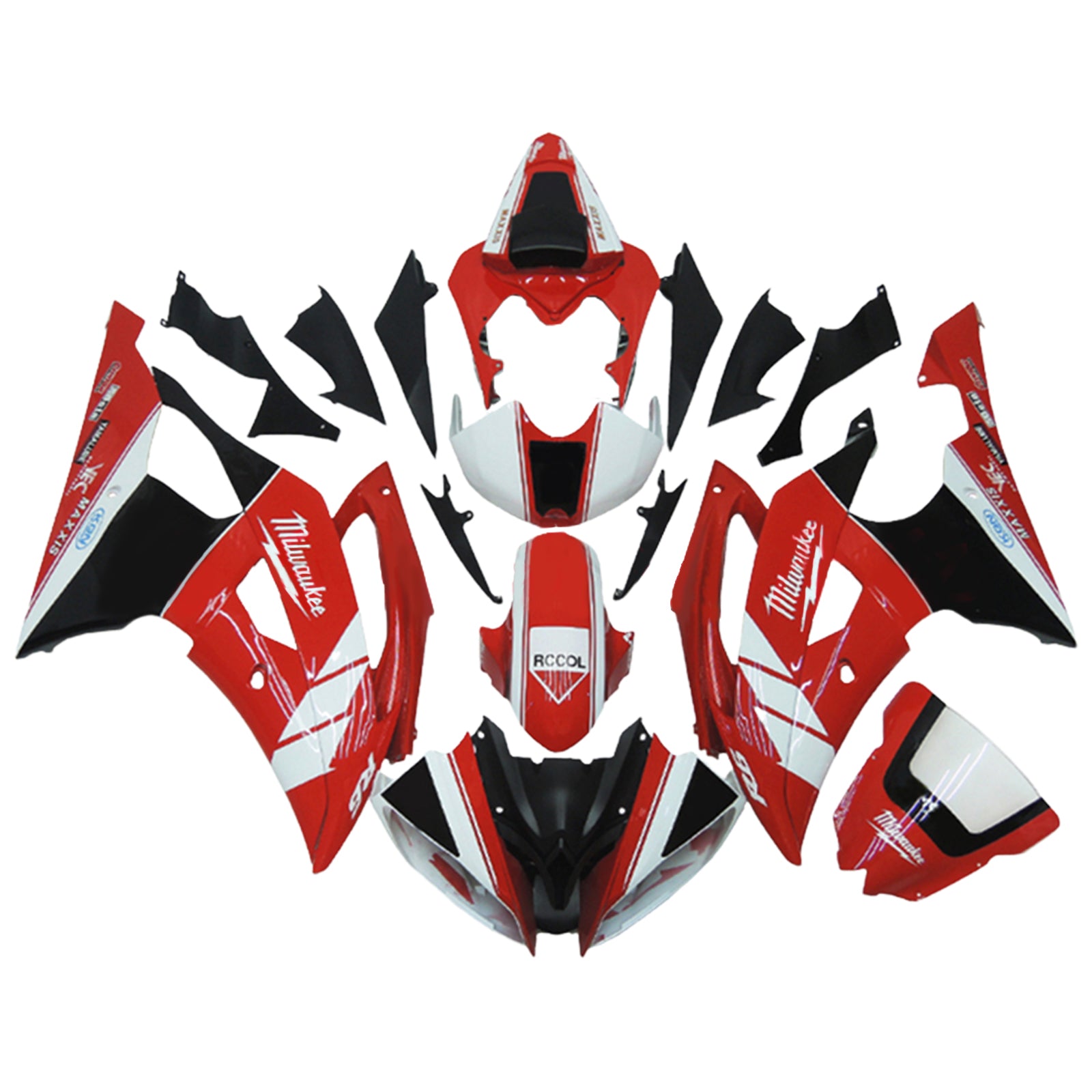 Amotopart 2008-2016 Yamaha YZF 600 R6 Red&White Style3 Fairing Kit