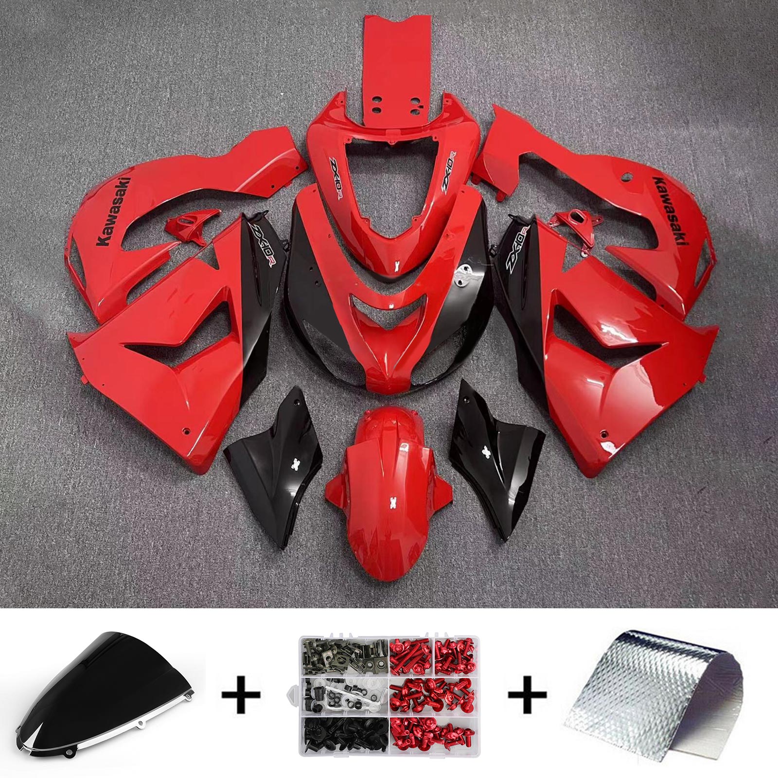 Amotopart 2006-2007 Kawasaki ZX10R Kit de carenado rojo