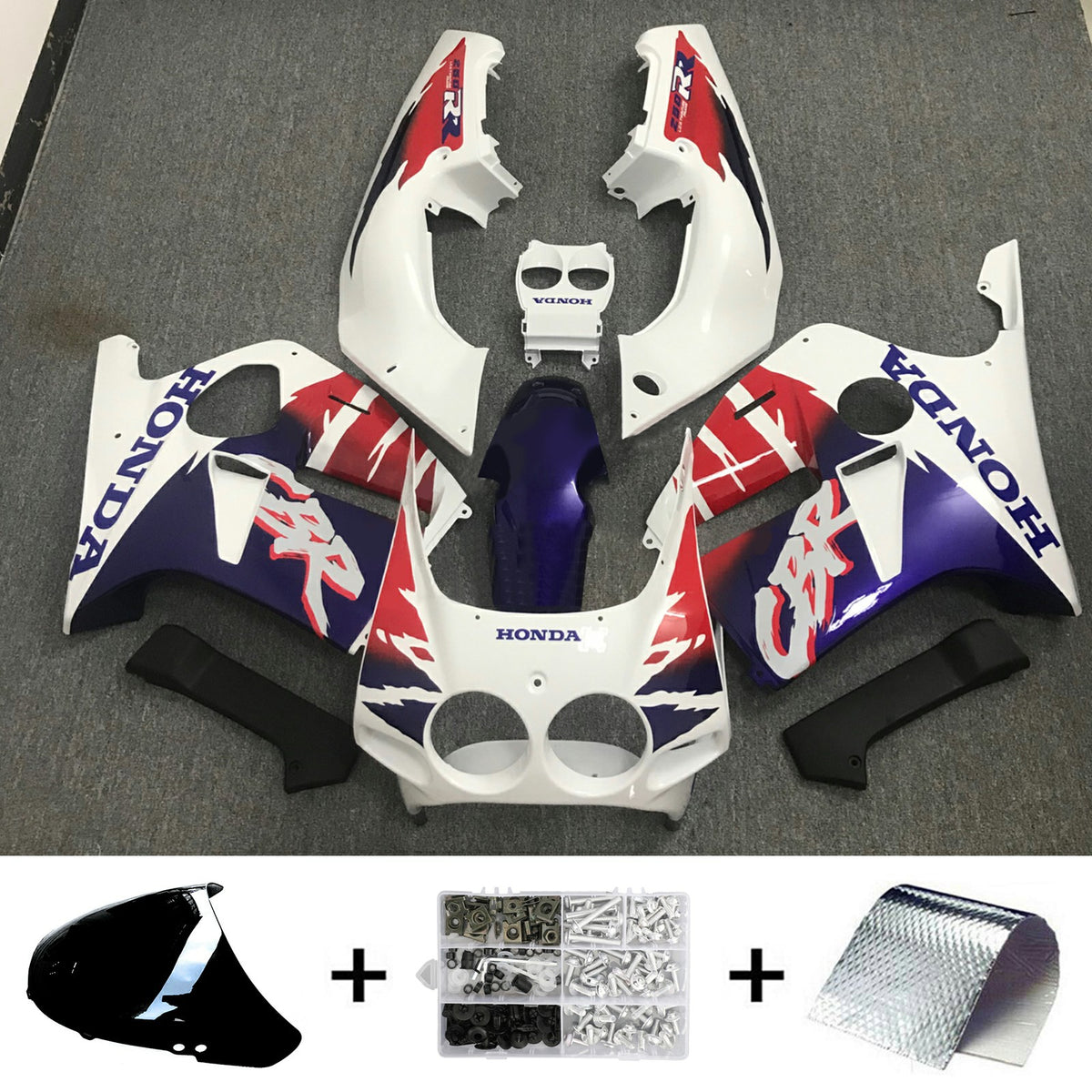 Amotopart 1990-1998 CBR250RR MC22 Honda Red&Blue Style2 Fairing Kit