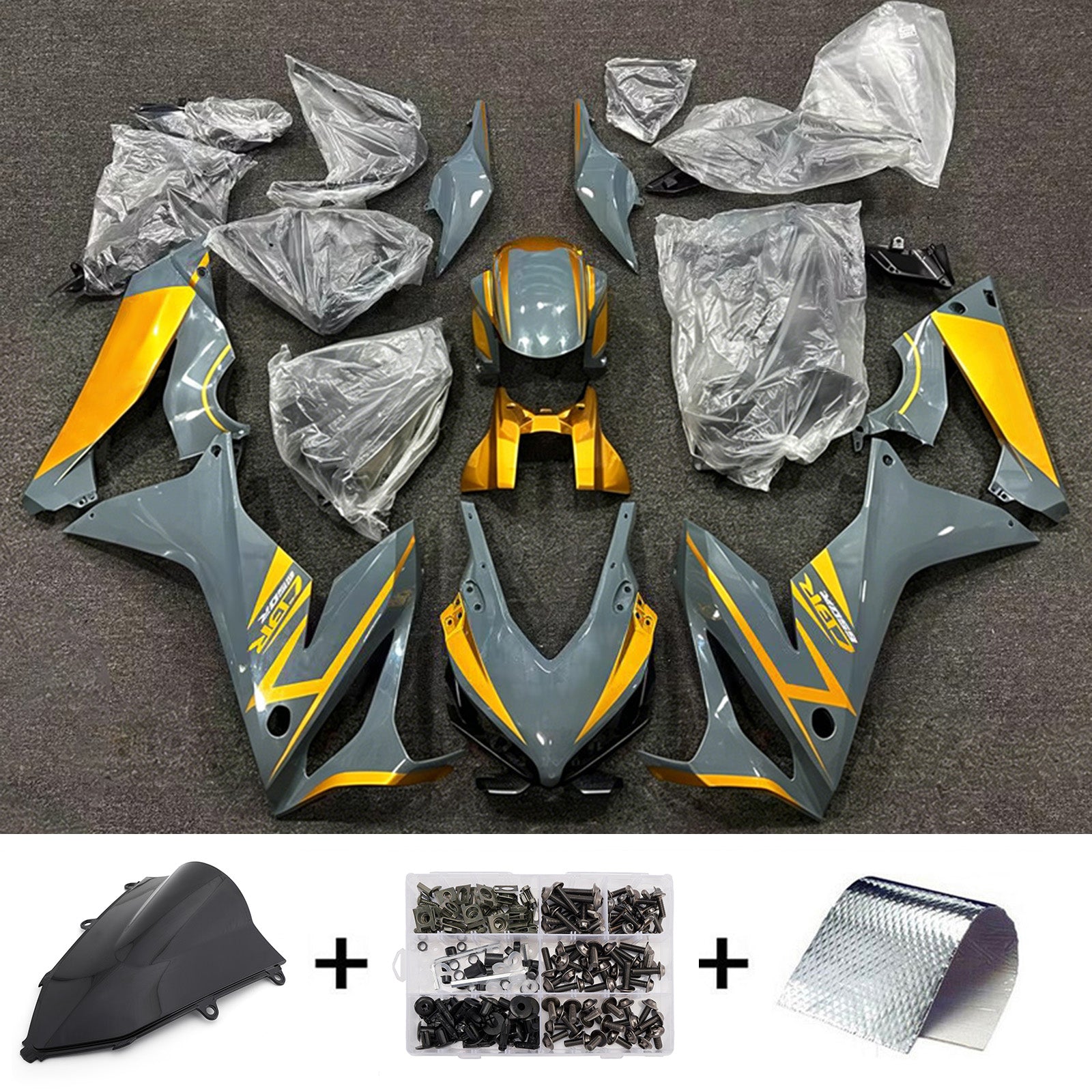 Amotopart 2019-2020 Honda CBR650R Grey/Yellow Fairing Kit
