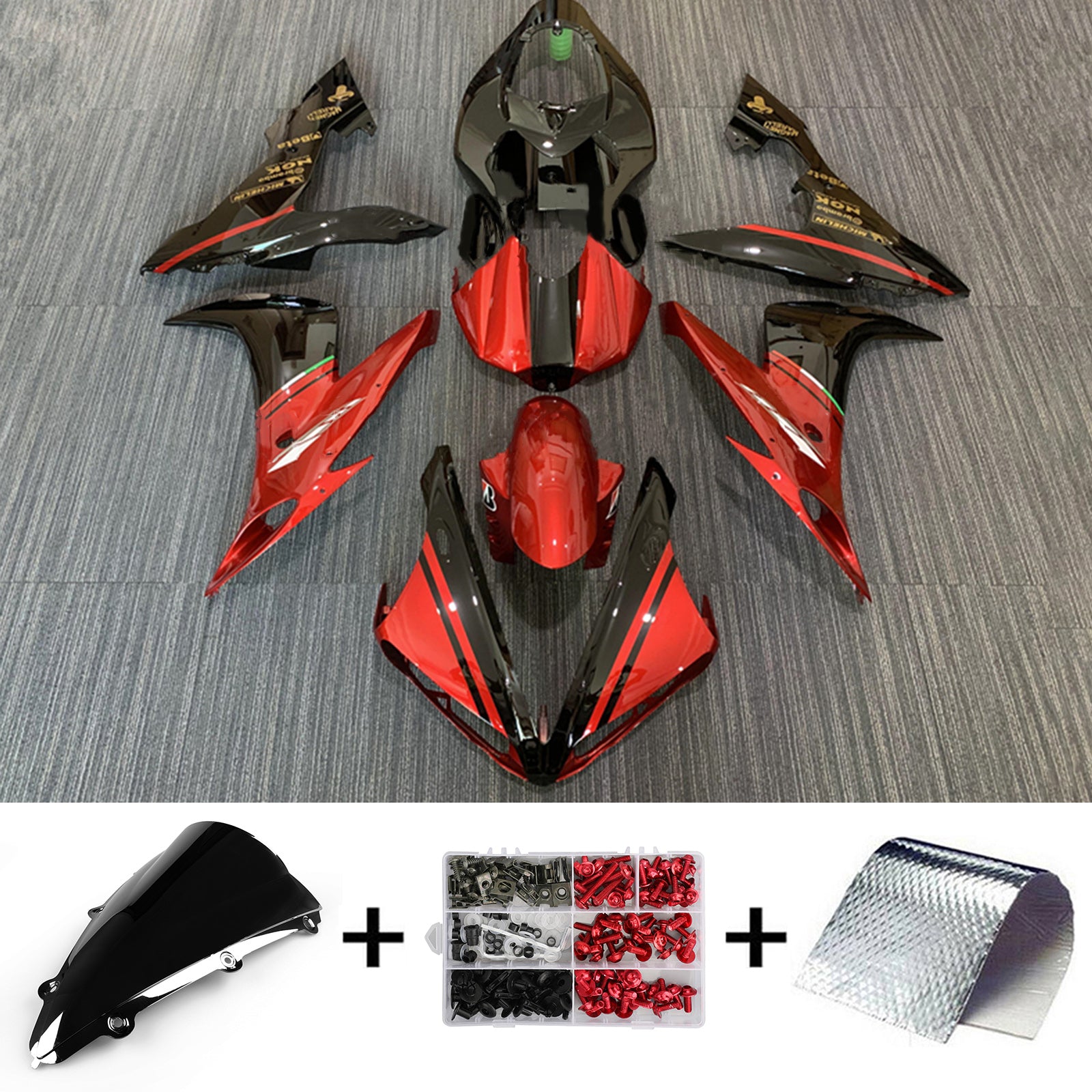 Amotopart 2004-2006 YZF 1000 R1 Yamaha Gloss Red&Black Fairing Kit