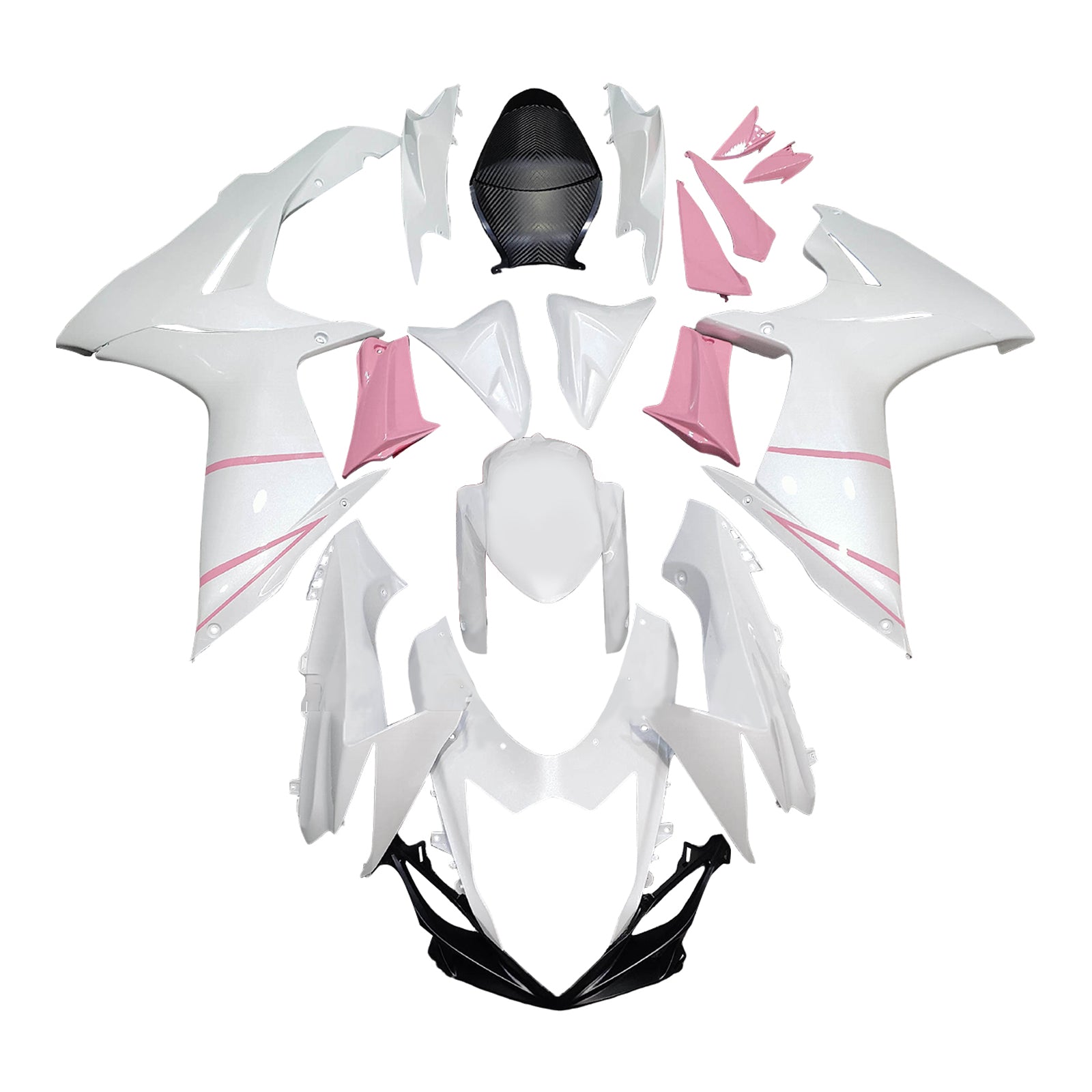 Amotopart 2011-2025 Suzuki GSXR 600/750 Pink White Fairing Kit